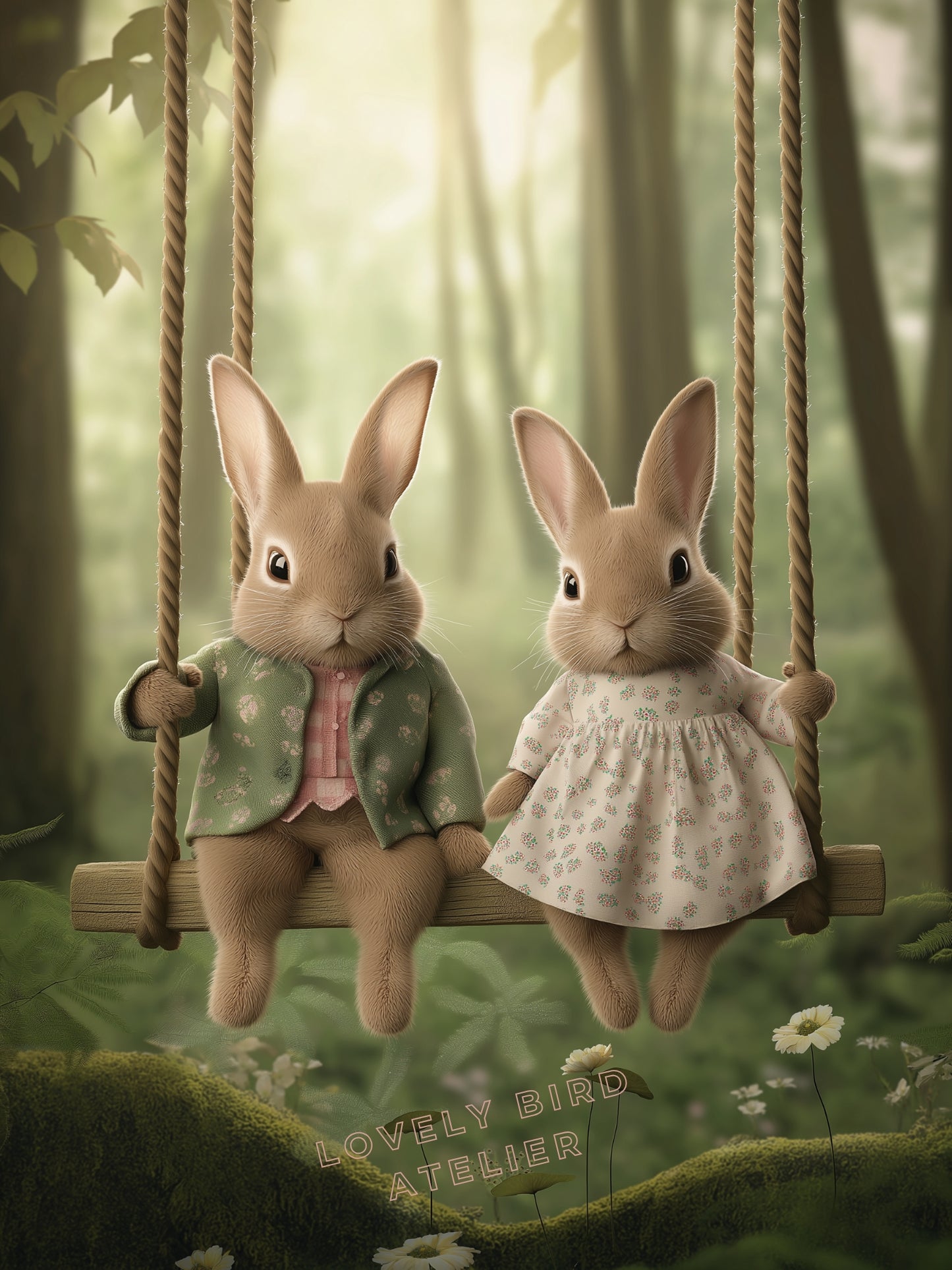 Affiche Lapins & Balançoire - Atelier Les Jolies Choses