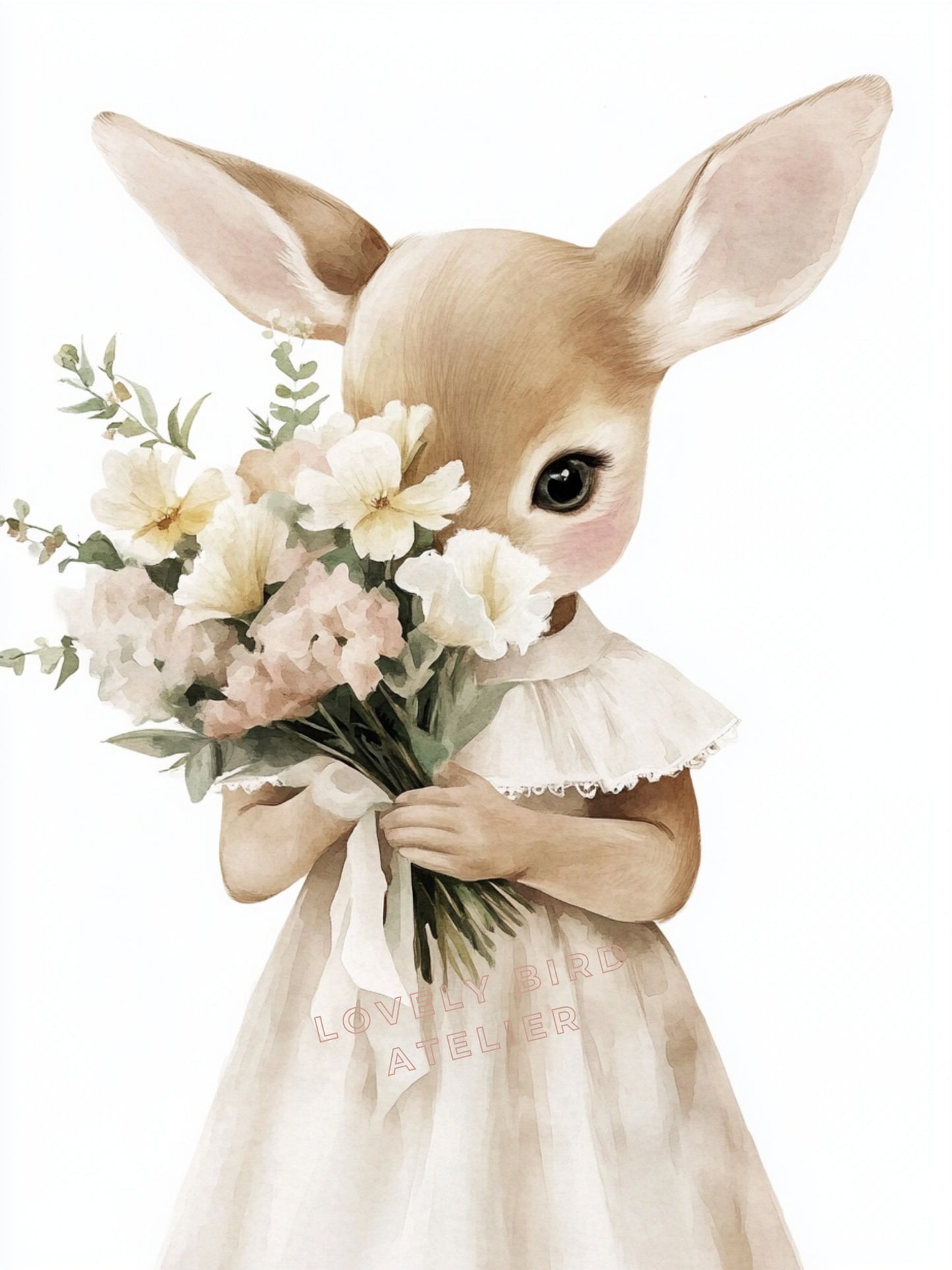 Affiche Biche & Fleurs Délicates - Atelier Les Jolies Choses