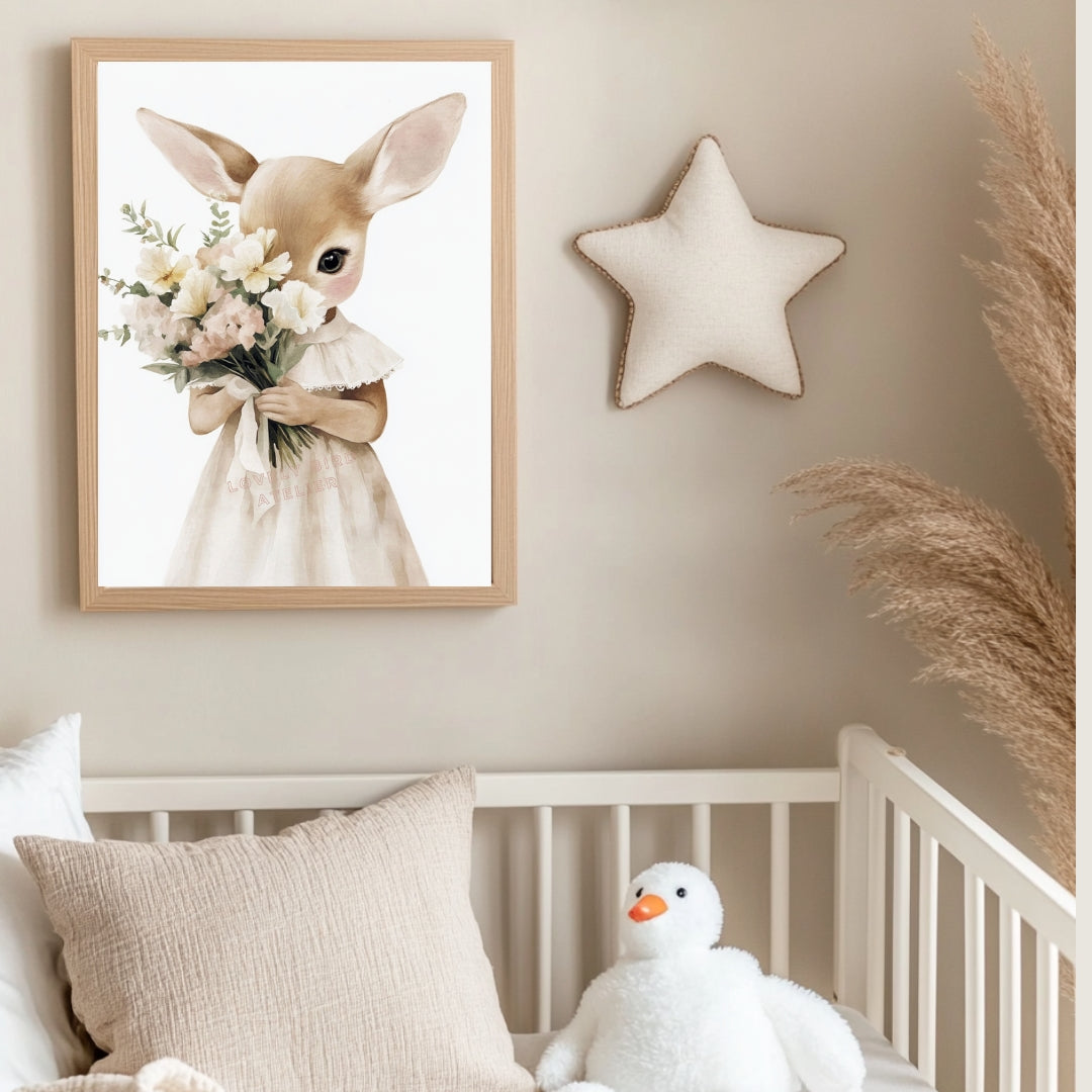 Affiche Biche & Fleurs Délicates - Atelier Les Jolies Choses