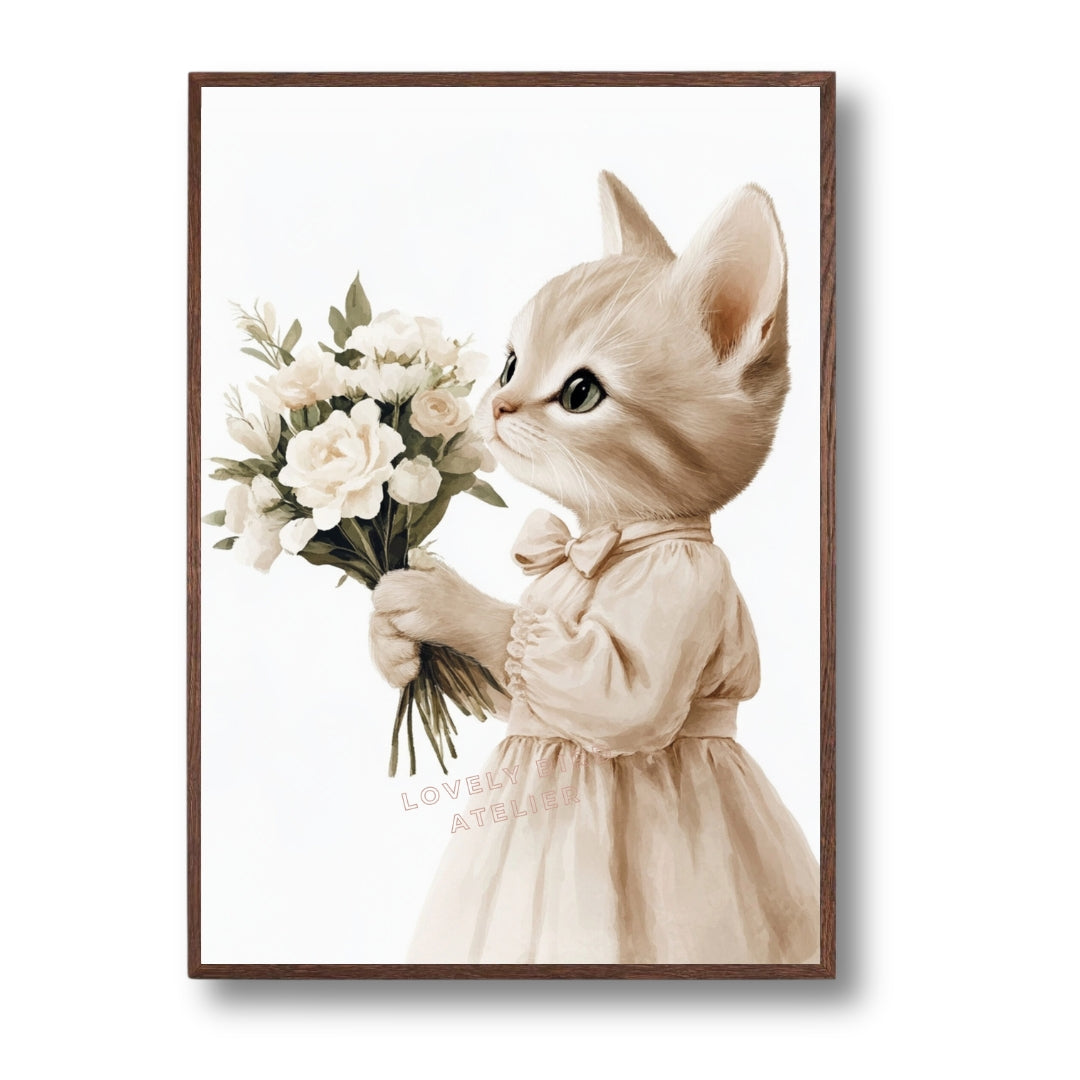 Affiche Chat & Délicates Fleurs - Atelier Les Jolies Choses