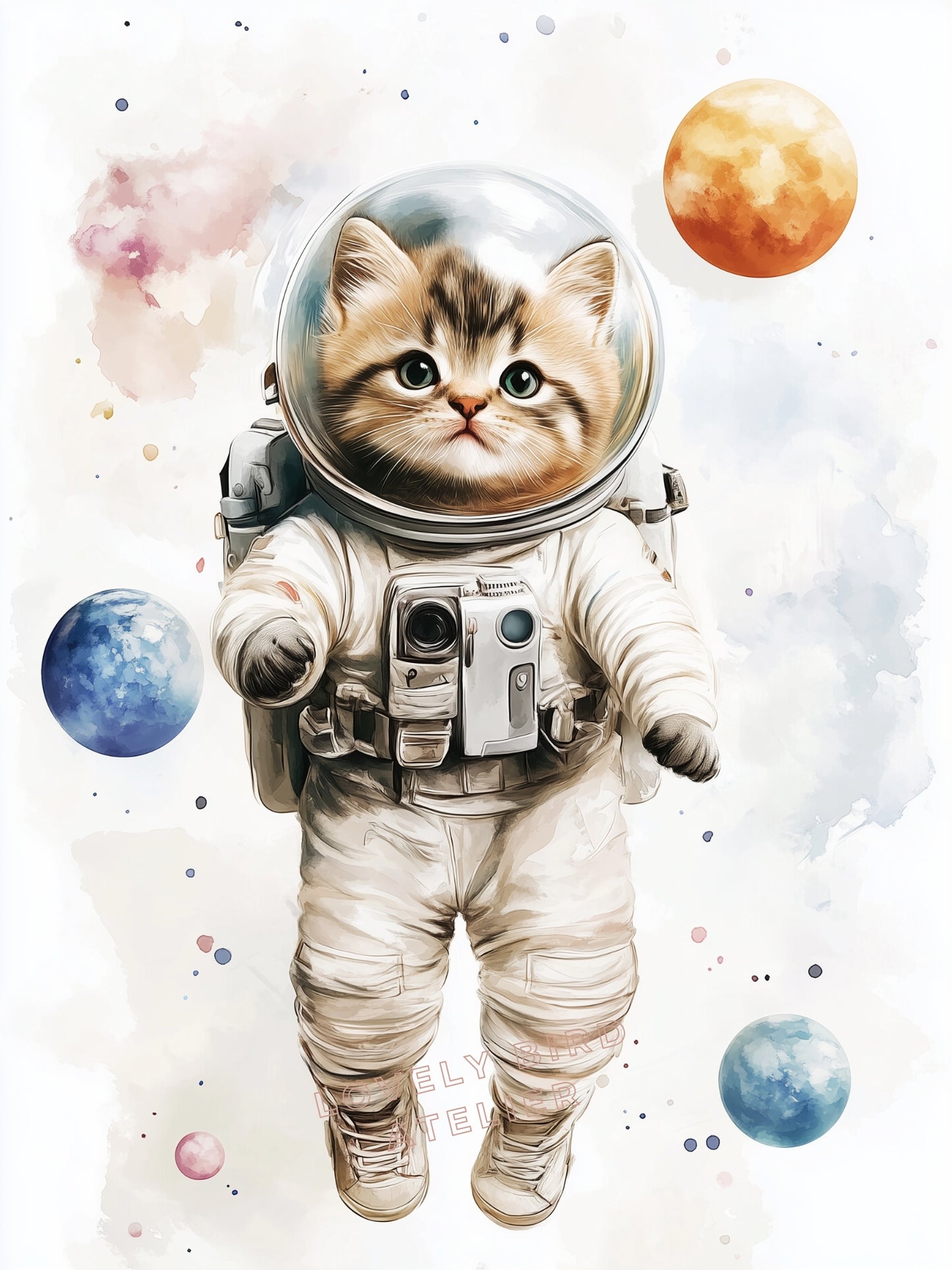 Affiche Chaton Astronaute - Atelier Les Jolies Choses