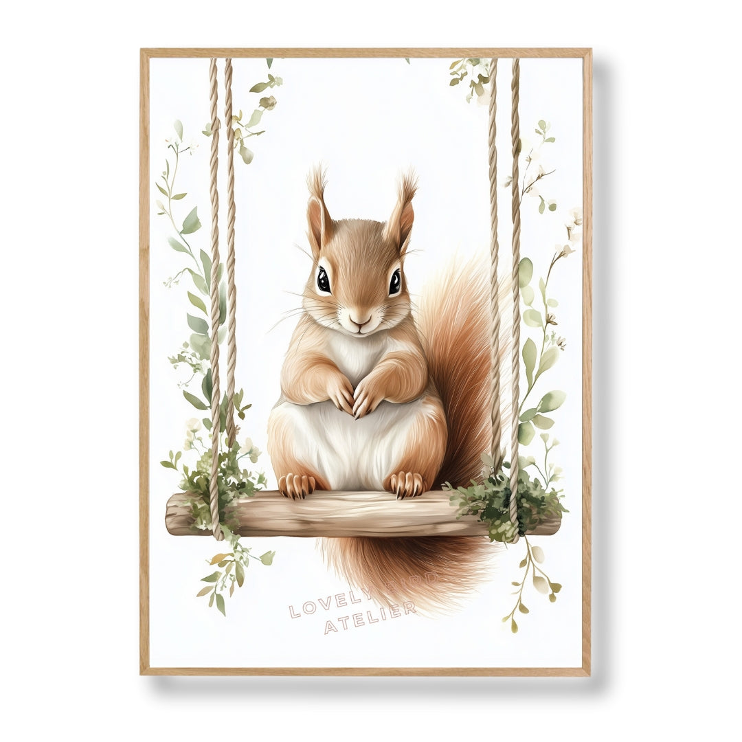 Affiche Ecureuil & Balancelle - Atelier Les Jolies Choses