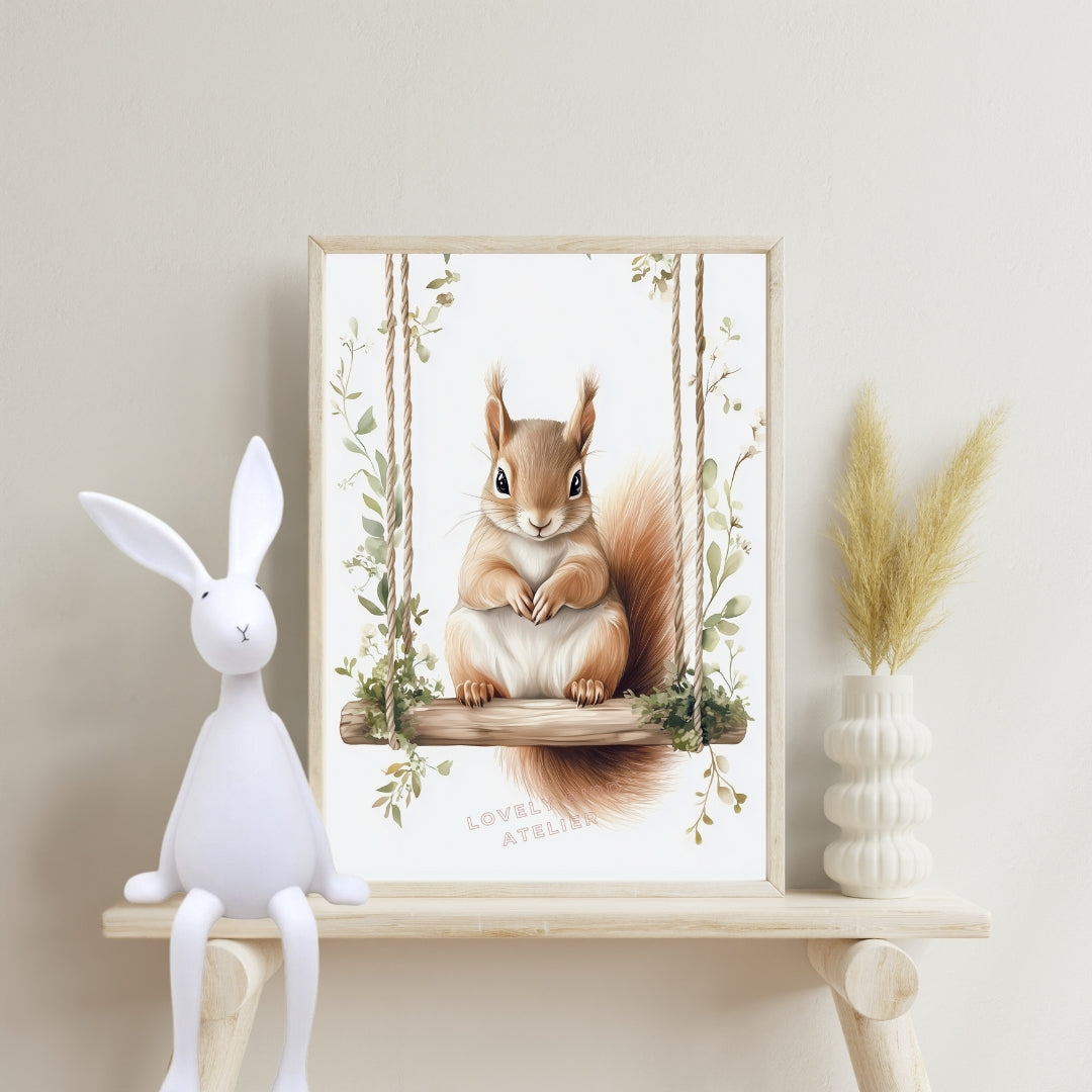 Affiche Ecureuil & Balancelle - Atelier Les Jolies Choses