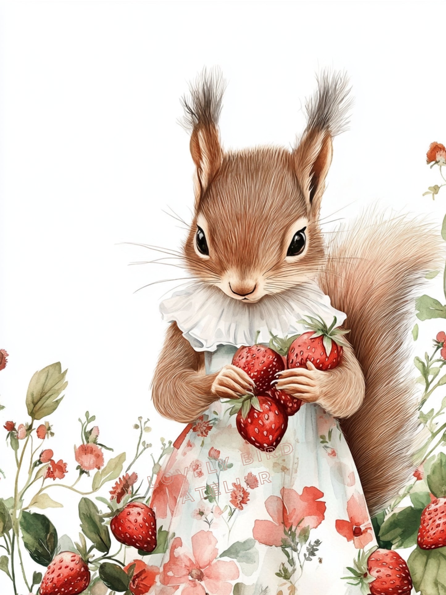 Affiche Ecureuil & Fraises - Atelier Les Jolies Choses