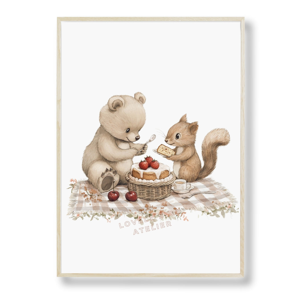 Affiche Ecureuil - Ourson & Pâtisserie - Atelier Les Jolies Choses