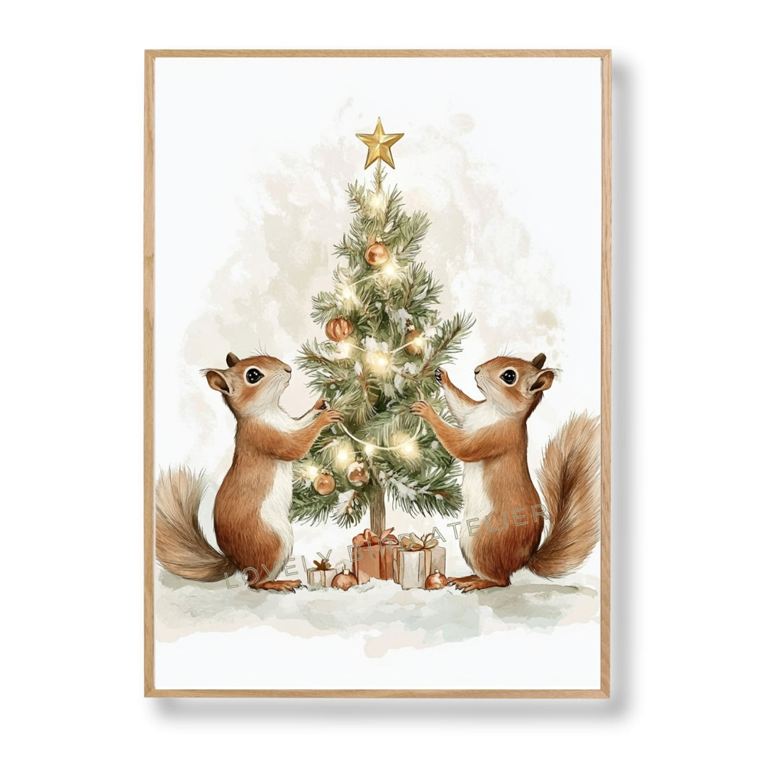 Affiche Ecureuils & Décor Noël - Atelier Les Jolies Choses