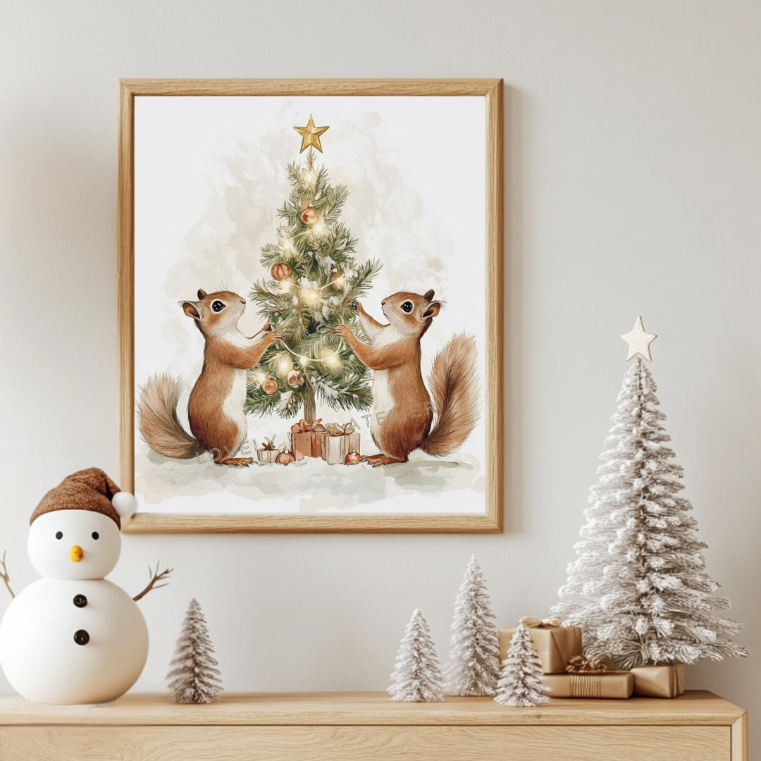 Affiche Ecureuils & Décor Noël - Atelier Les Jolies Choses