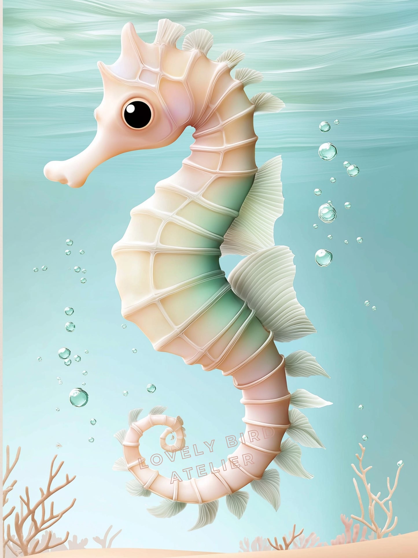 Affiche Hippocampe & Océan - Atelier Les Jolies Choses