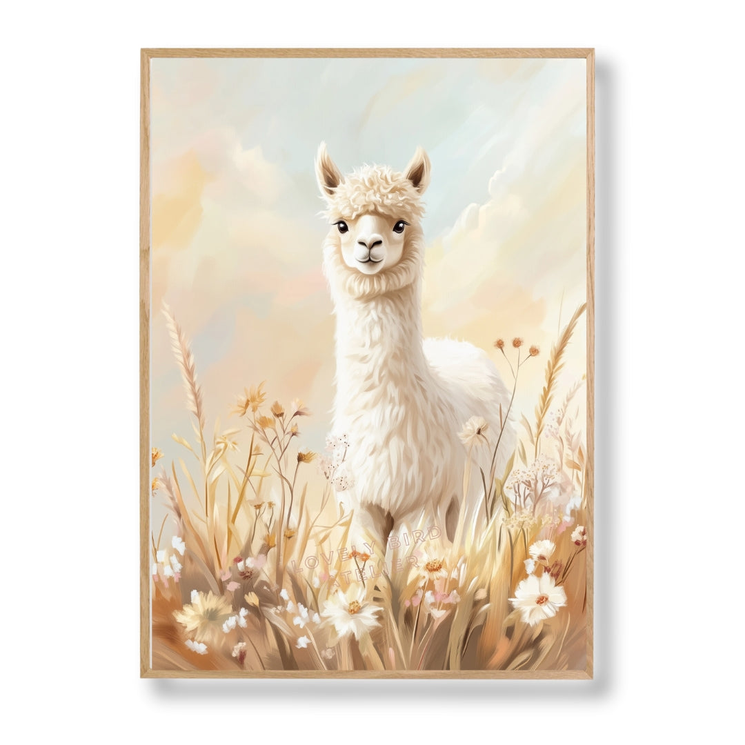 Affiche Lama & Fleurs Sauvages - Atelier Les Jolies Choses