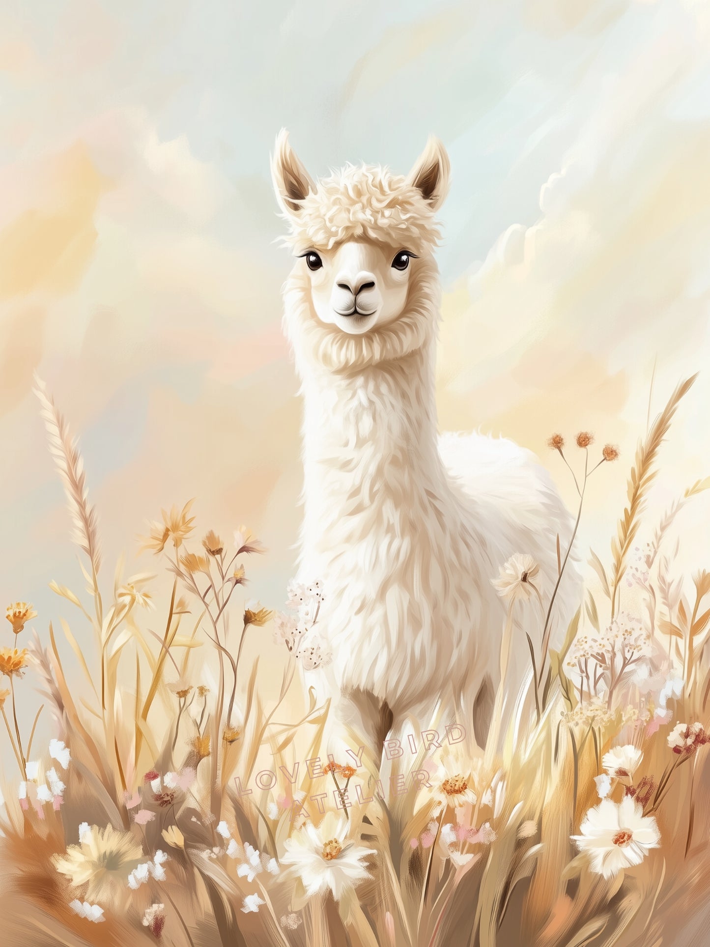 Affiche Lama & Fleurs Sauvages - Atelier Les Jolies Choses