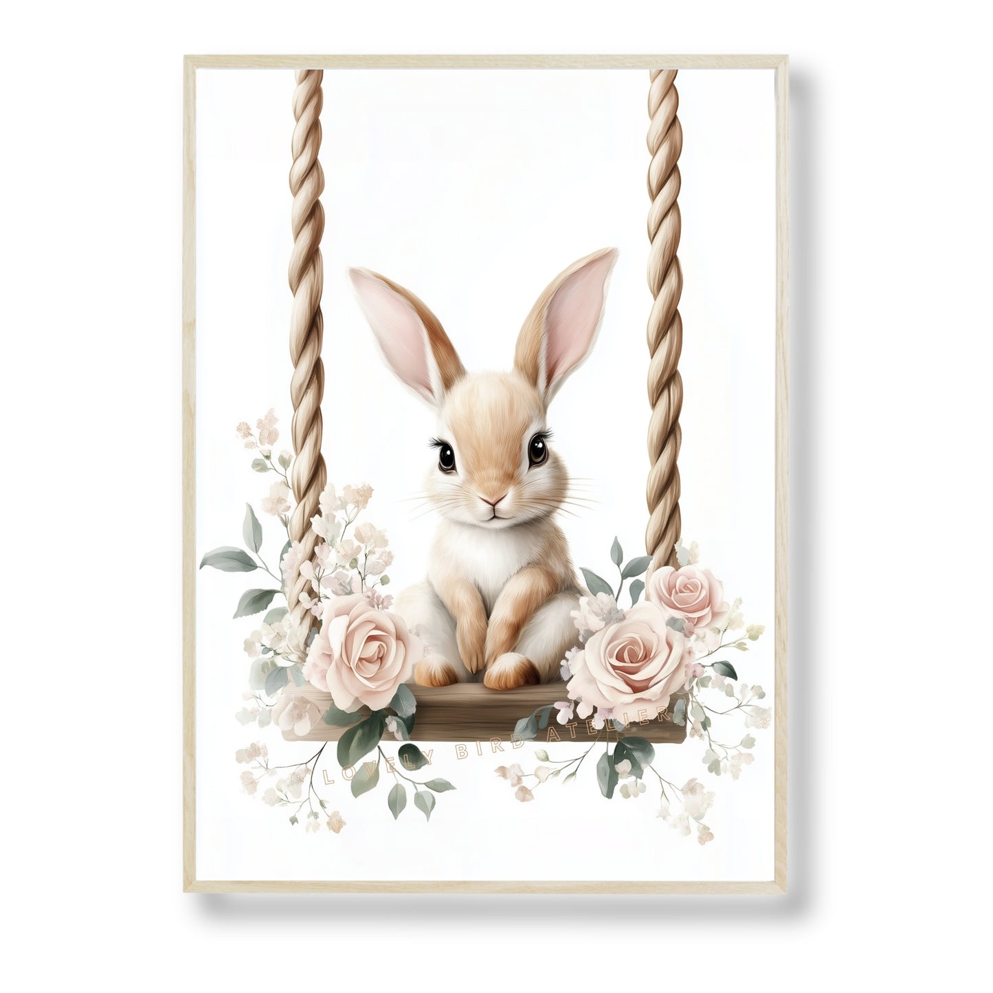 Affiche Lapin & Balancelle Fleurie - Atelier Les Jolies Choses