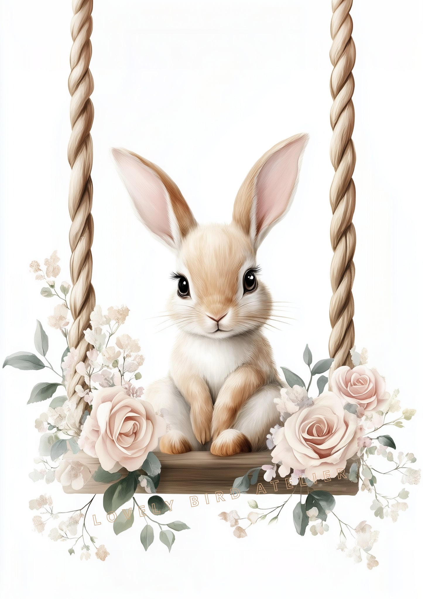Affiche Lapin & Balancelle Fleurie - Atelier Les Jolies Choses