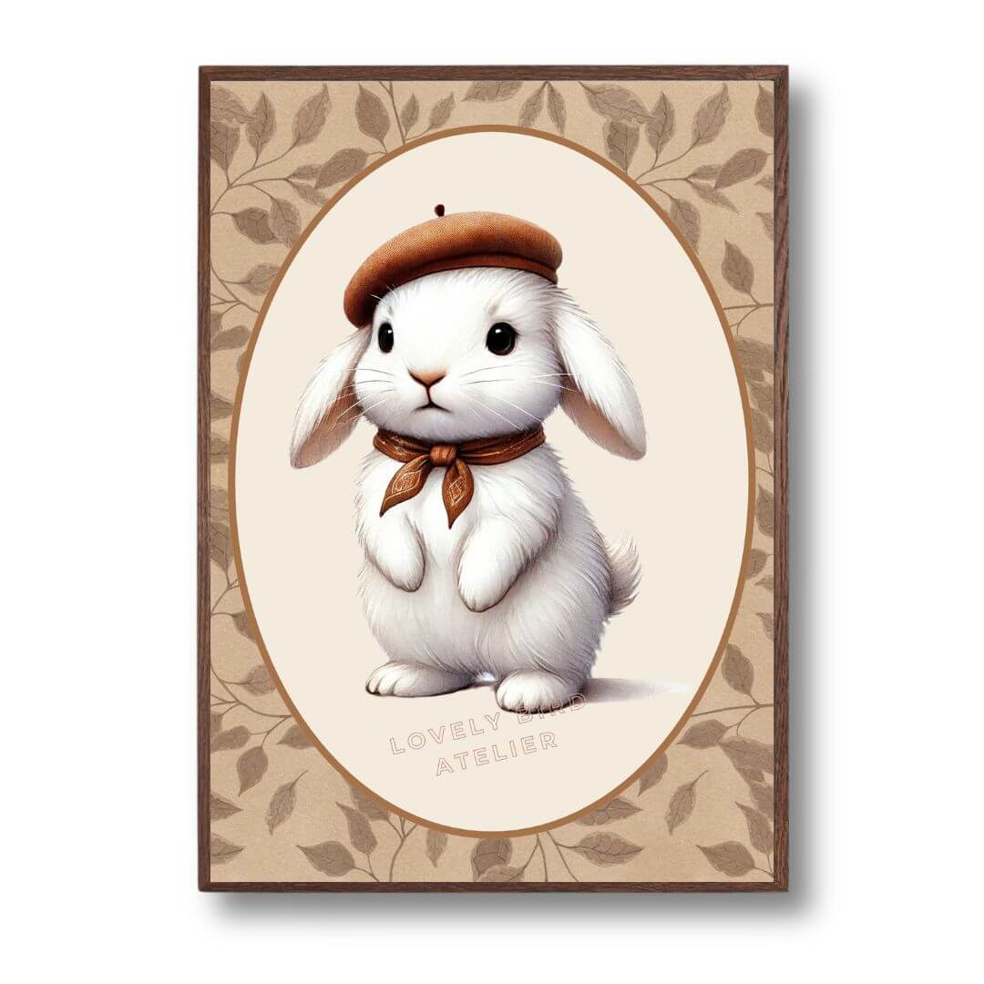 Affiche Lapin & Feuilles - Atelier Les Jolies Choses