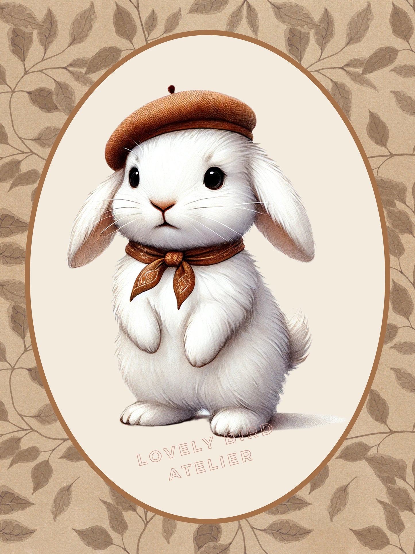Affiche Lapin & Feuilles - Atelier Les Jolies Choses