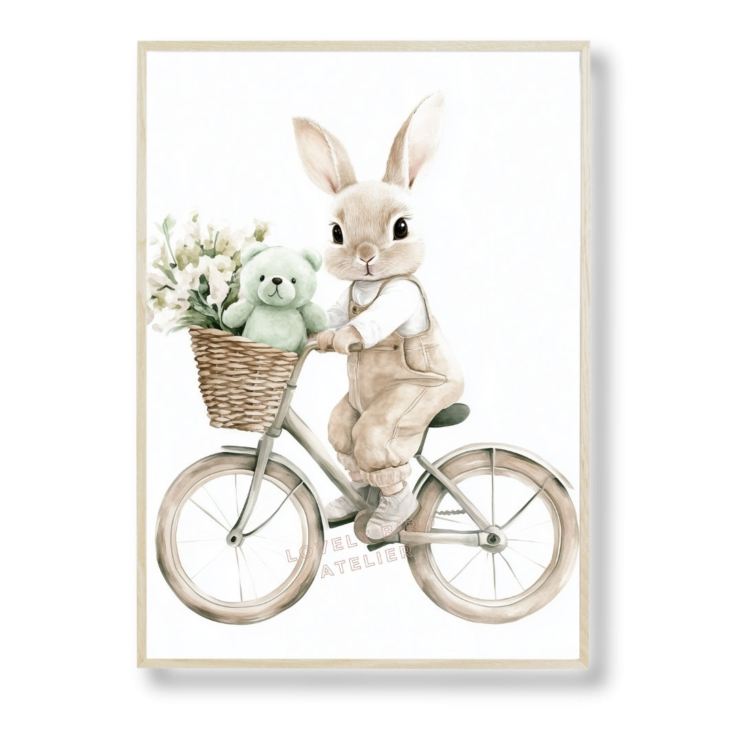 Affiche Lapin & Vélo - Atelier Les Jolies Choses