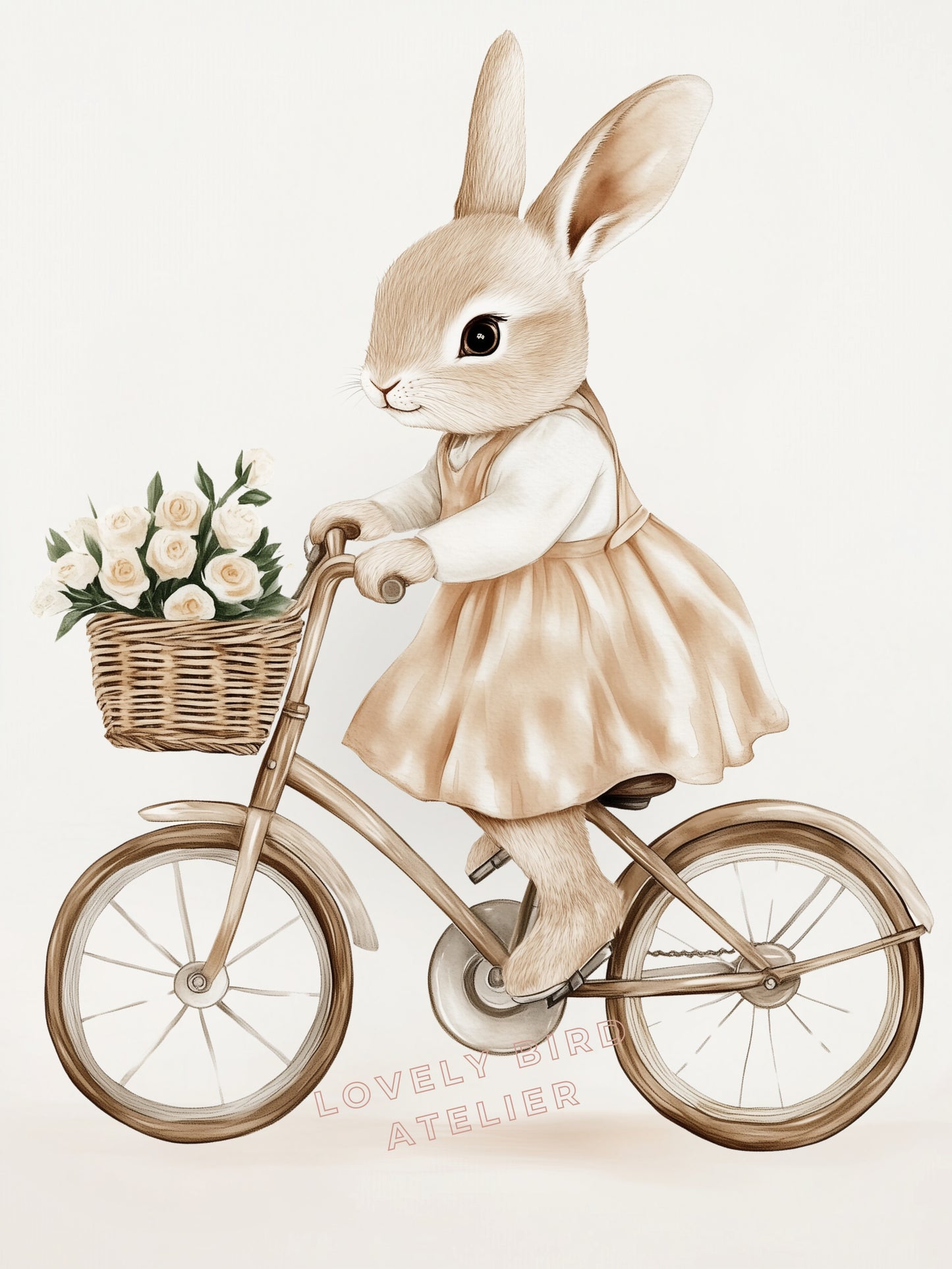 Affiche Lapine En Vélo & Fleurs - Atelier Les Jolies Choses