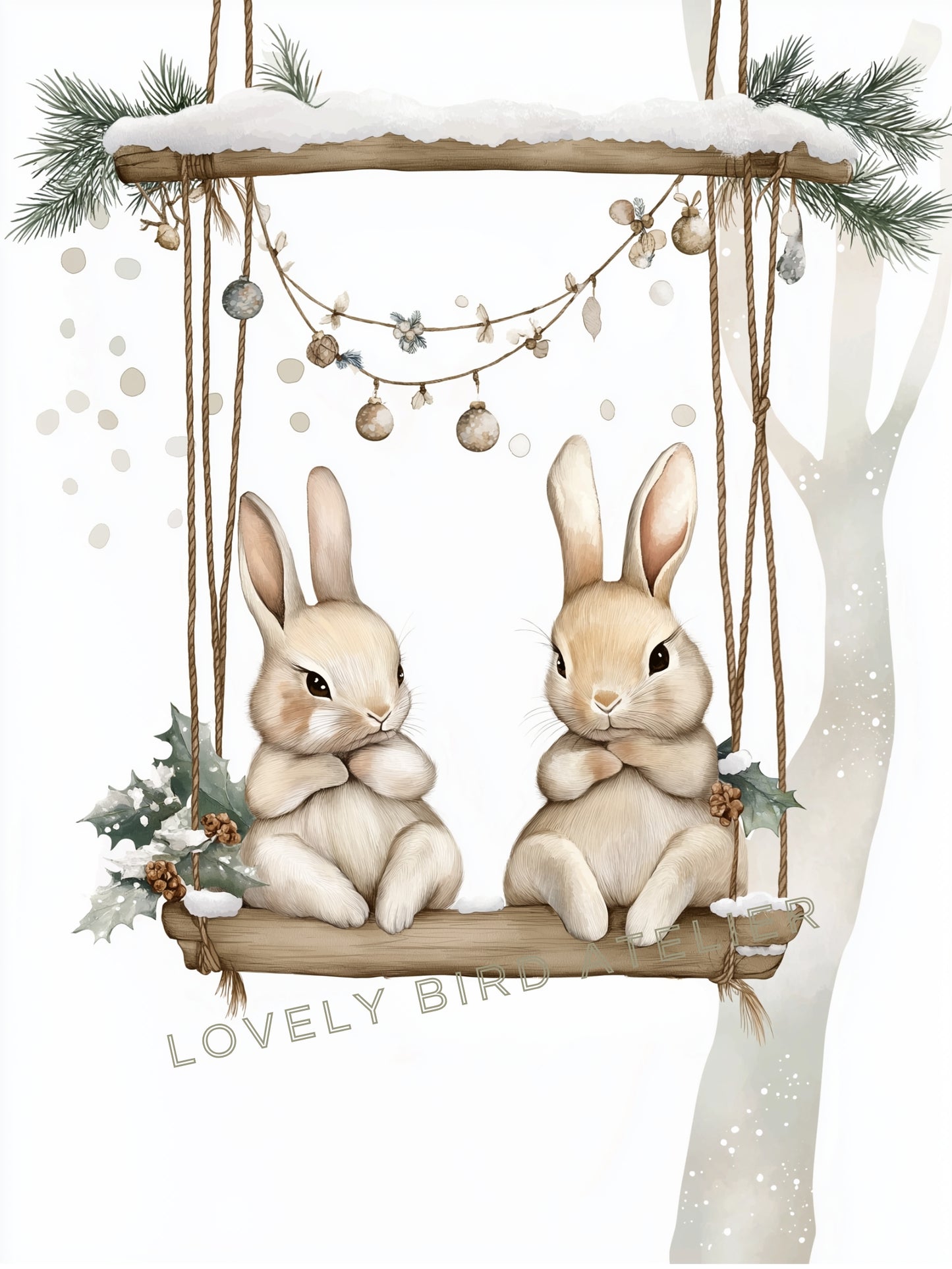 Affiche Lapins & Balançoire Enneigée - Atelier Les Jolies Choses