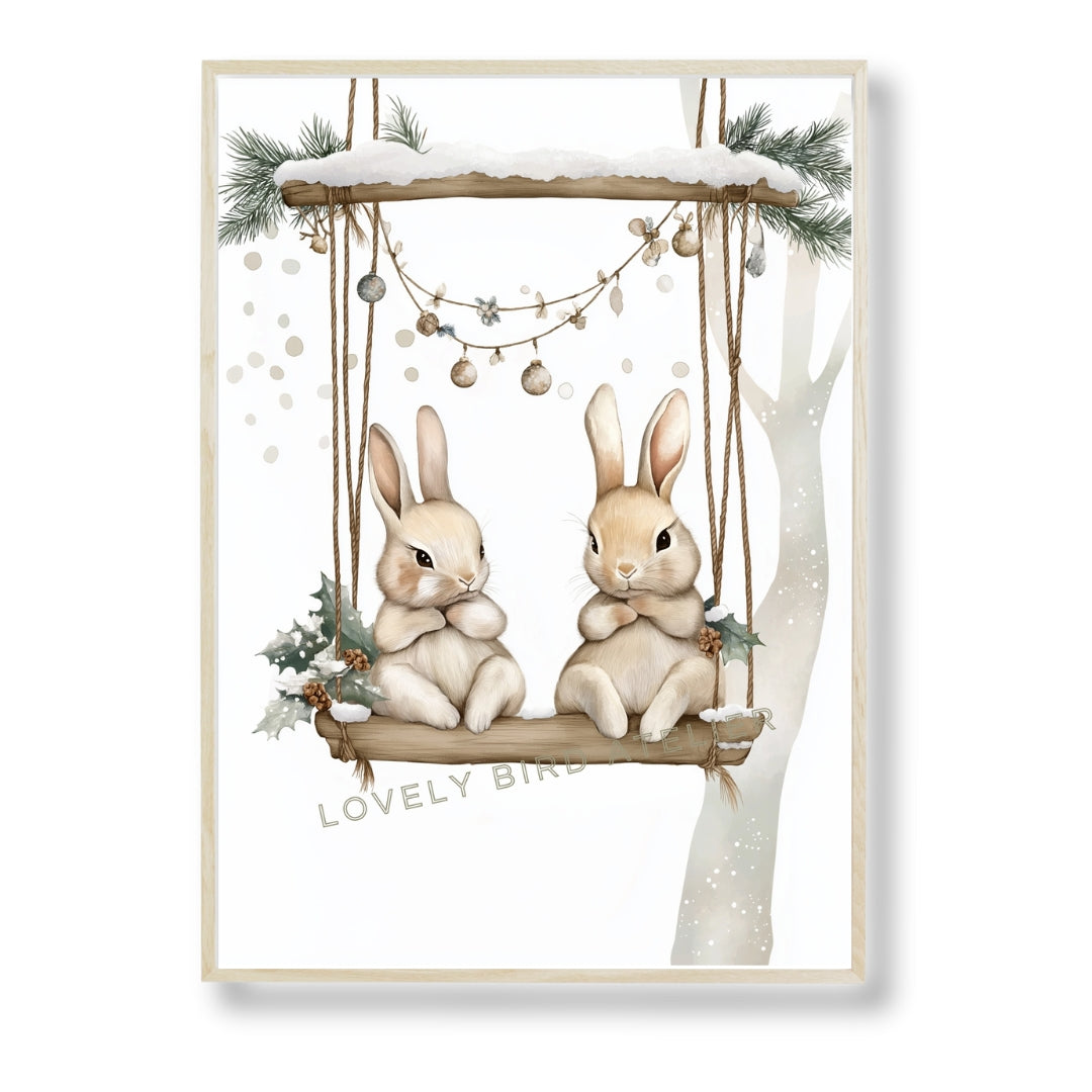 Affiche Lapins & Balançoire Enneigée - Atelier Les Jolies Choses