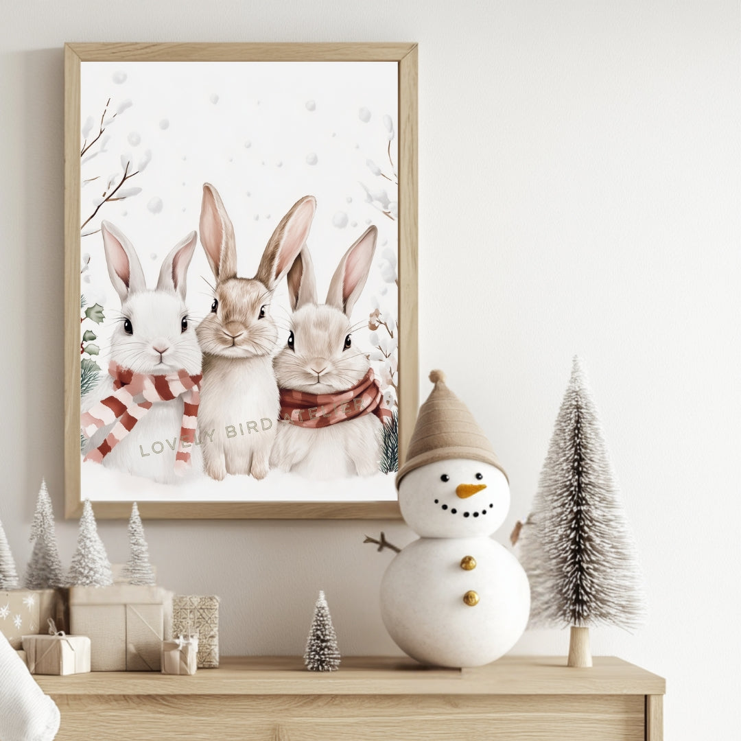 Affiche Lapins - Tendresse en Hiver - Atelier Les Jolies Choses
