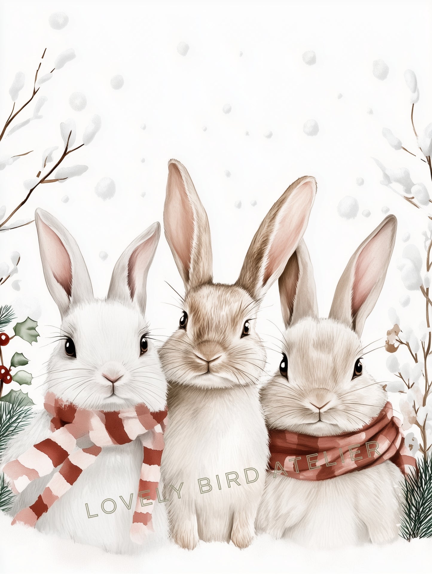 Affiche Lapins - Tendresse en Hiver - Atelier Les Jolies Choses