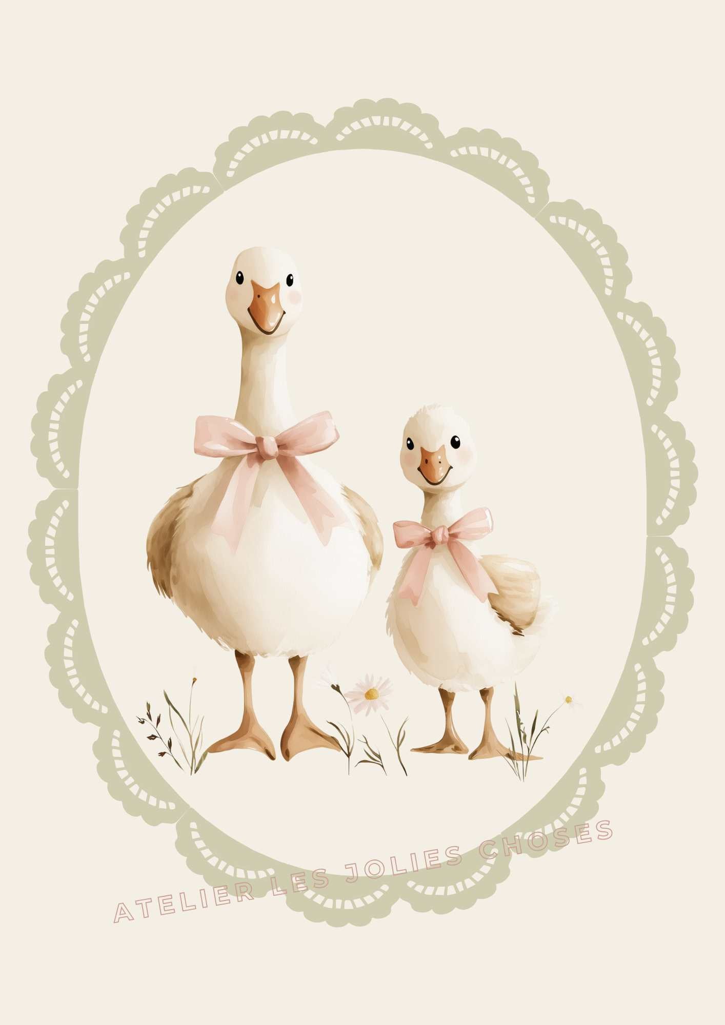 Affiche Les Oies - Tendresse à plumes - Atelier Les Jolies Choses