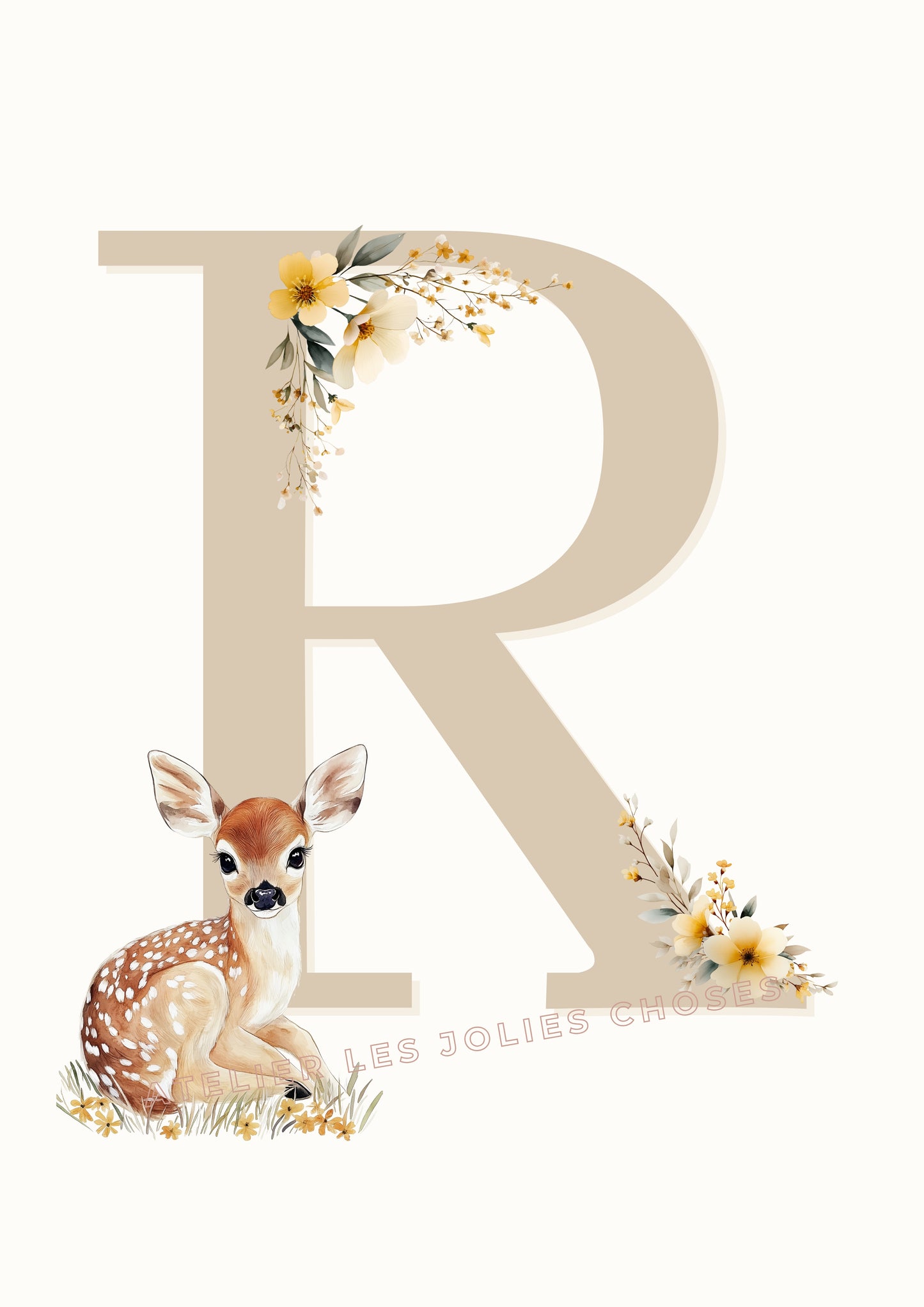 Affiche - Lettre R Beige & Biche - Atelier Les Jolies Choses
