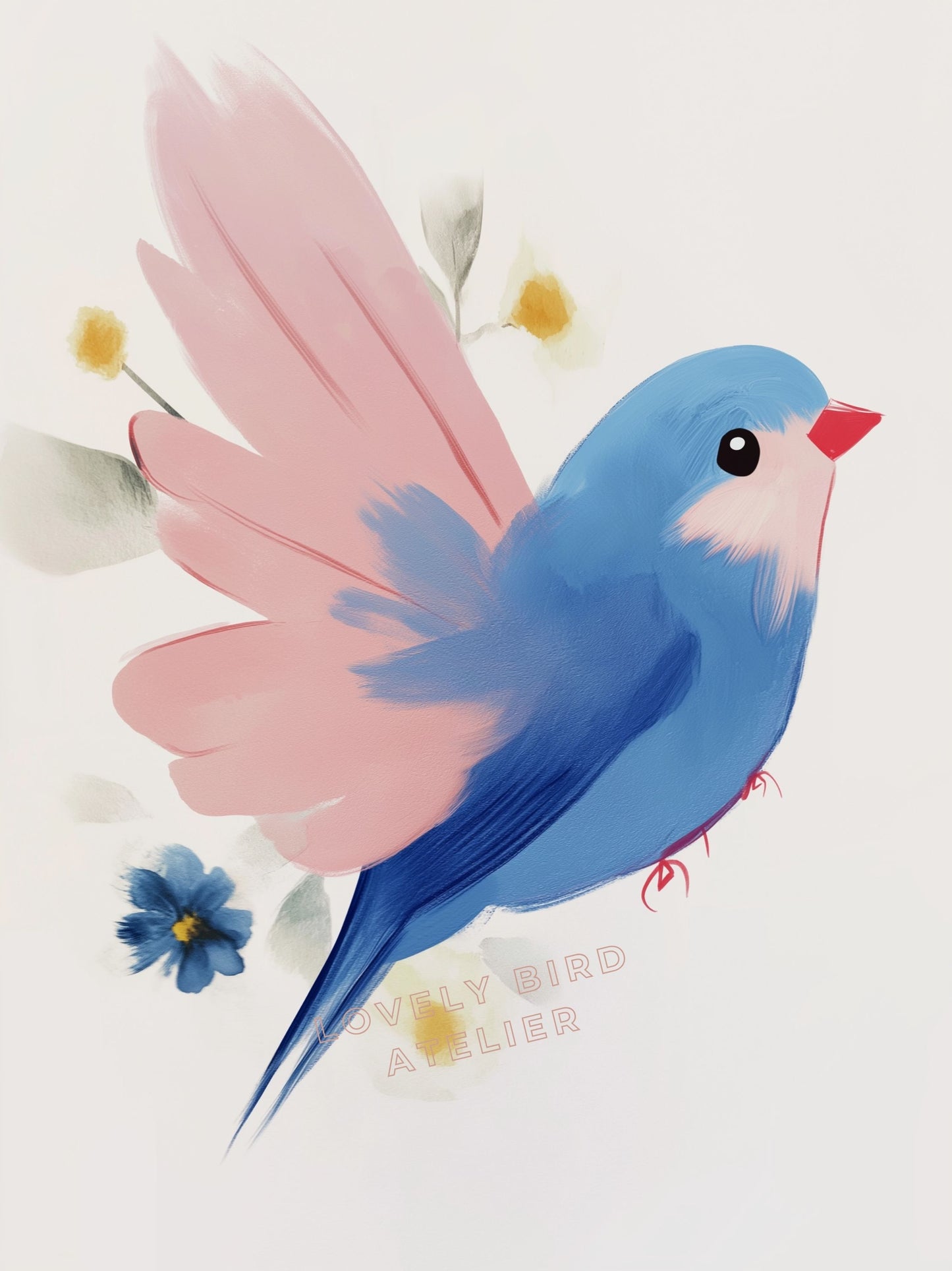 Affiche Oiseau & Aquarelle - Atelier Les Jolies Choses