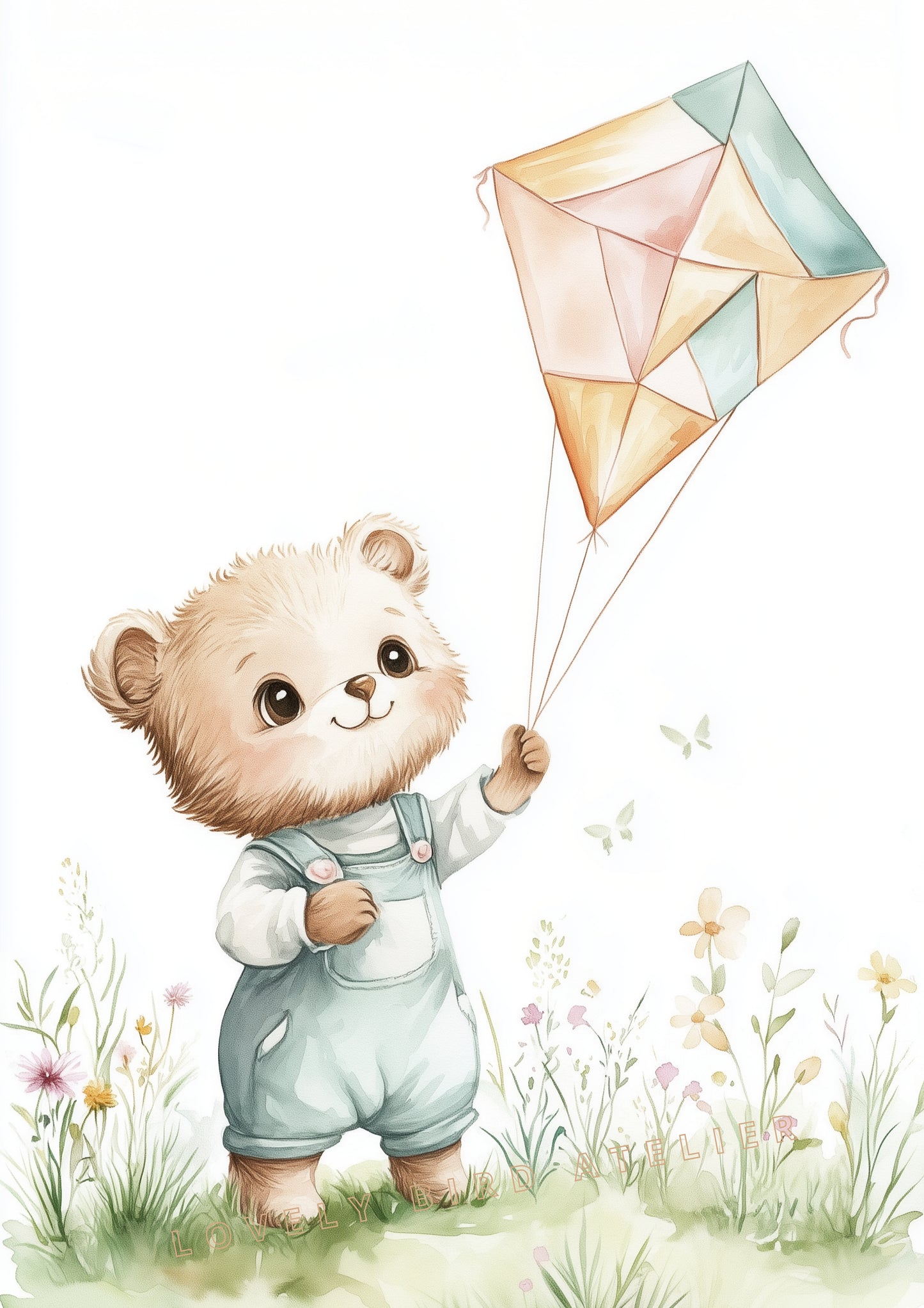Affiche Ours & Cerf-Volant - Atelier Les Jolies Choses