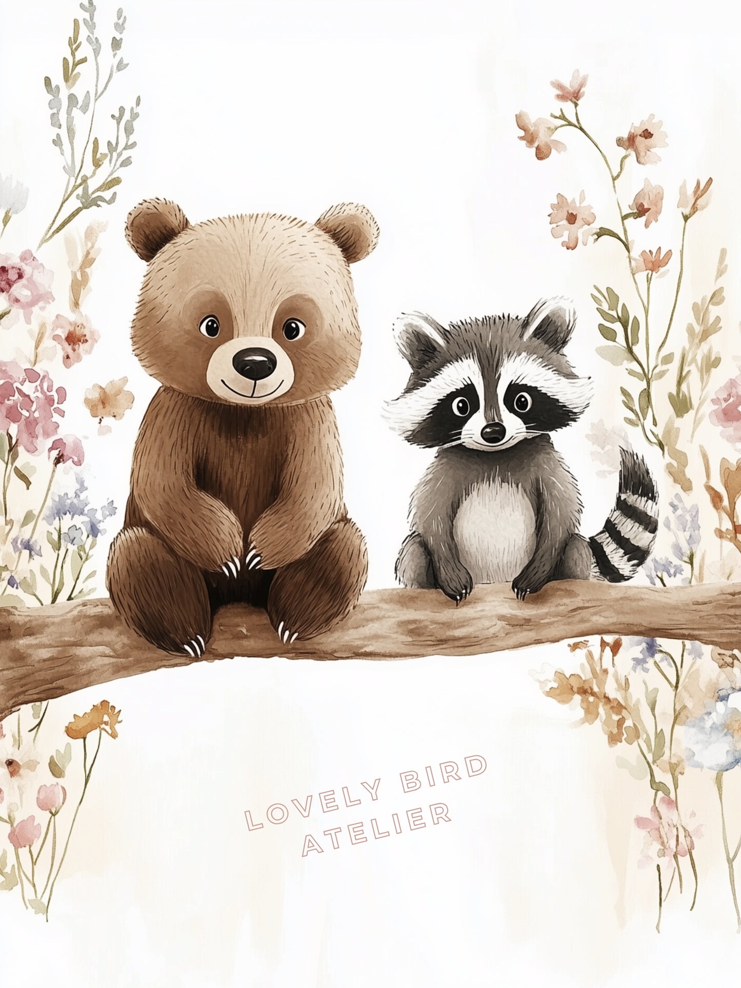 Affiche Ours & Raton Laveur - Atelier Les Jolies Choses
