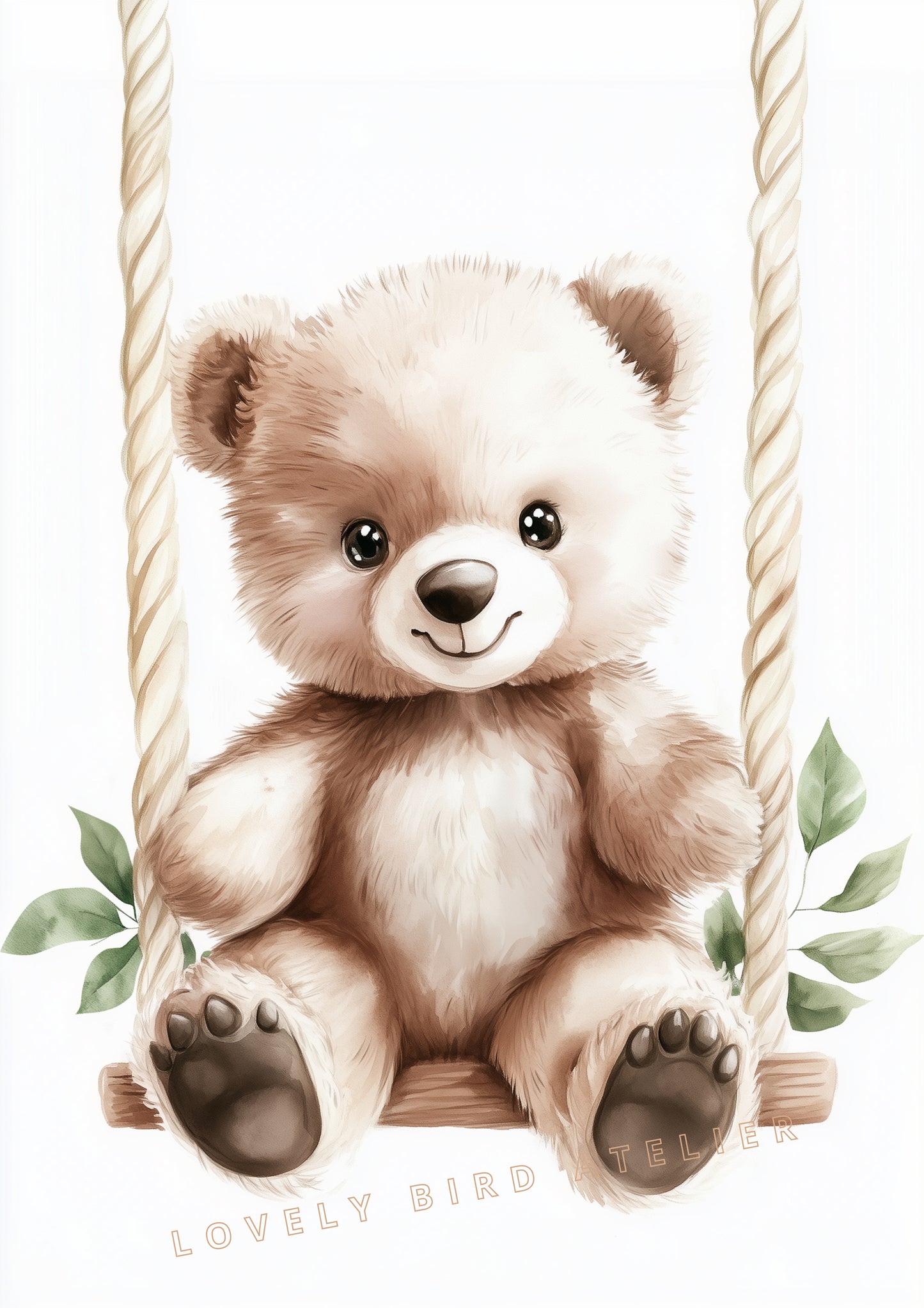 Affiche Ourson & Balançoire Végétale - Atelier Les Jolies Choses