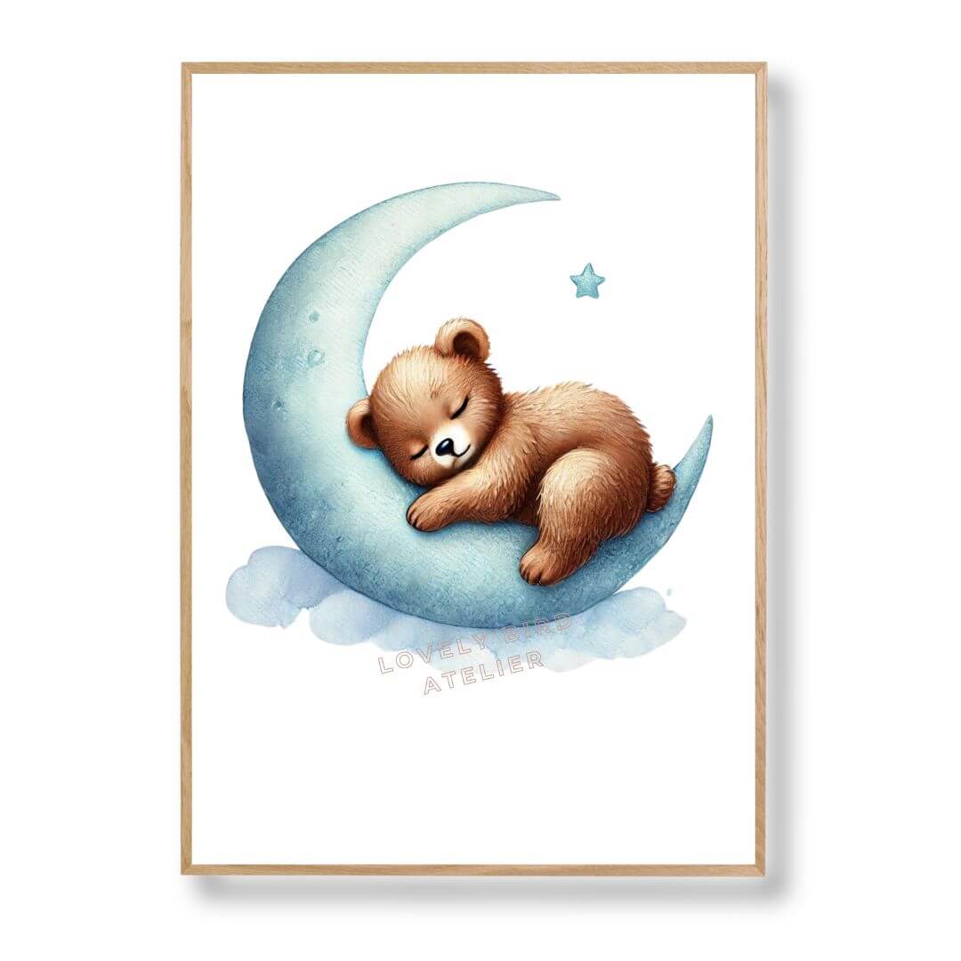 Affiche Ourson & Lune - Atelier Les Jolies Choses