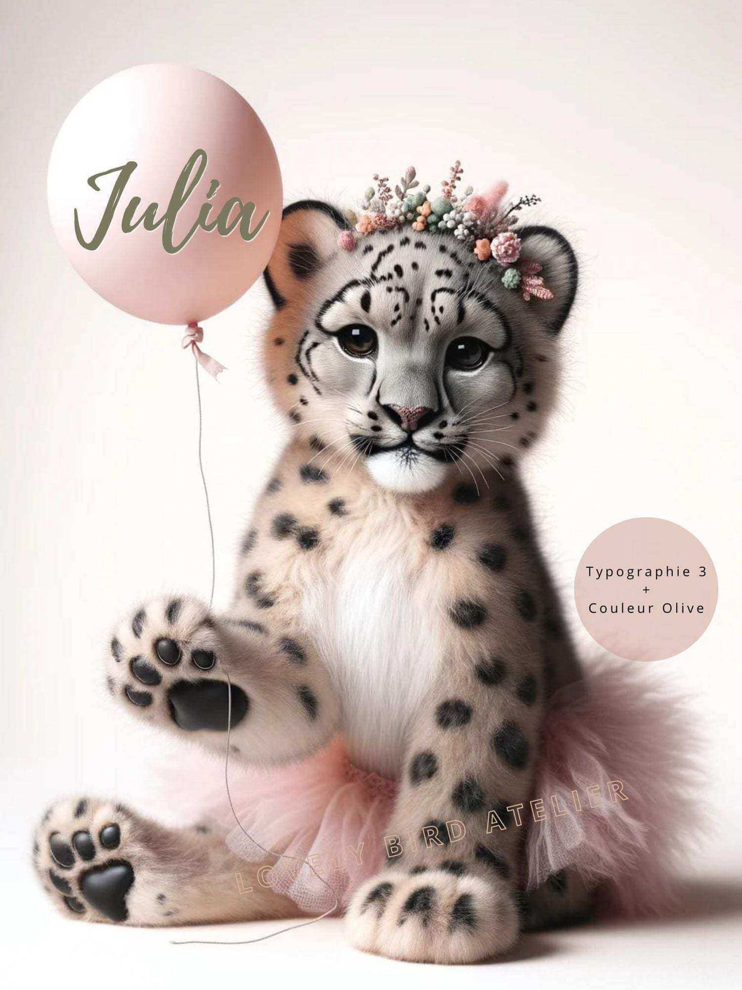 Affiche Panthère Des Neiges & Tutu Rose - Atelier Les Jolies Choses