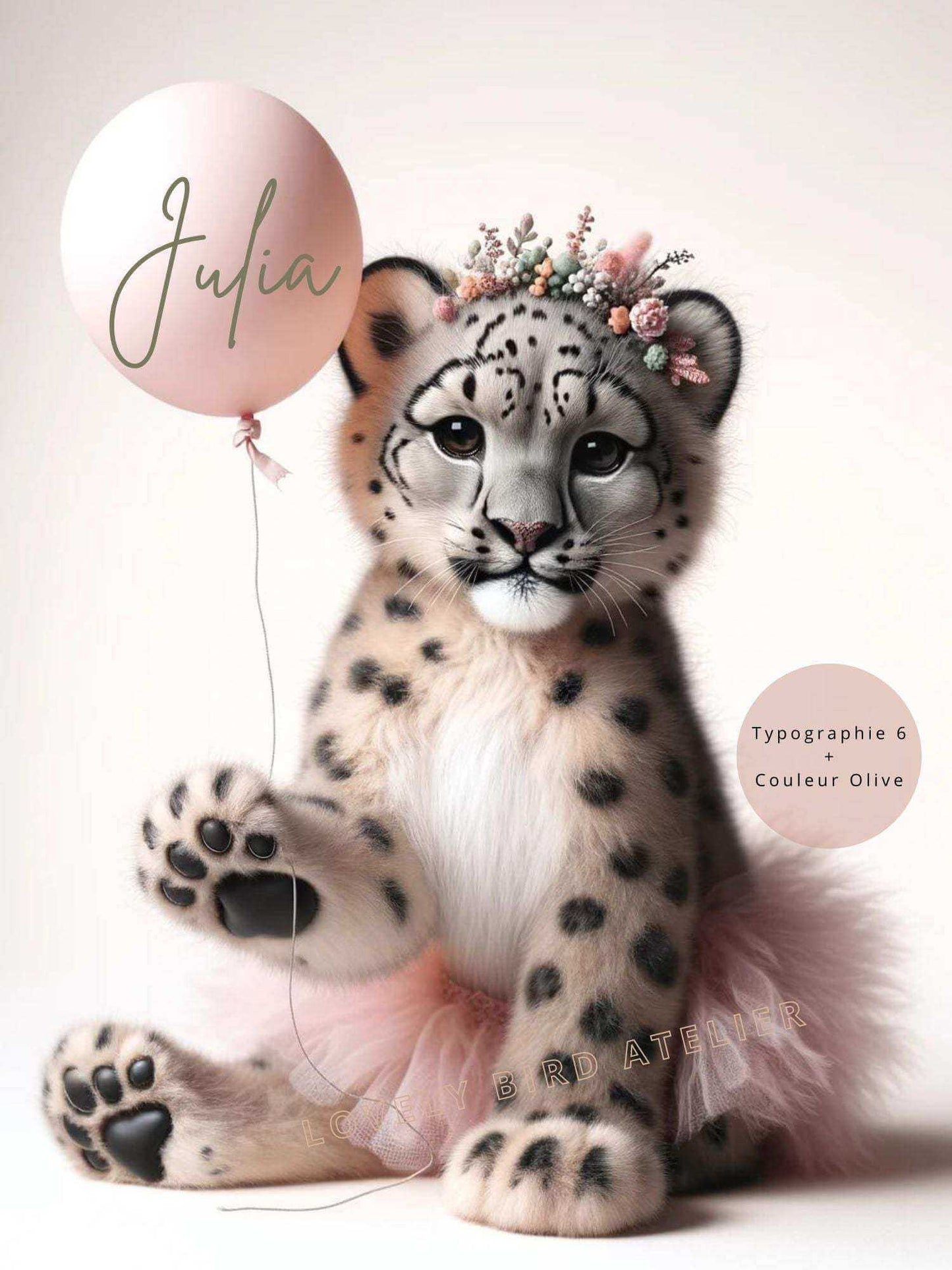 Affiche Panthère Des Neiges & Tutu Rose - Atelier Les Jolies Choses