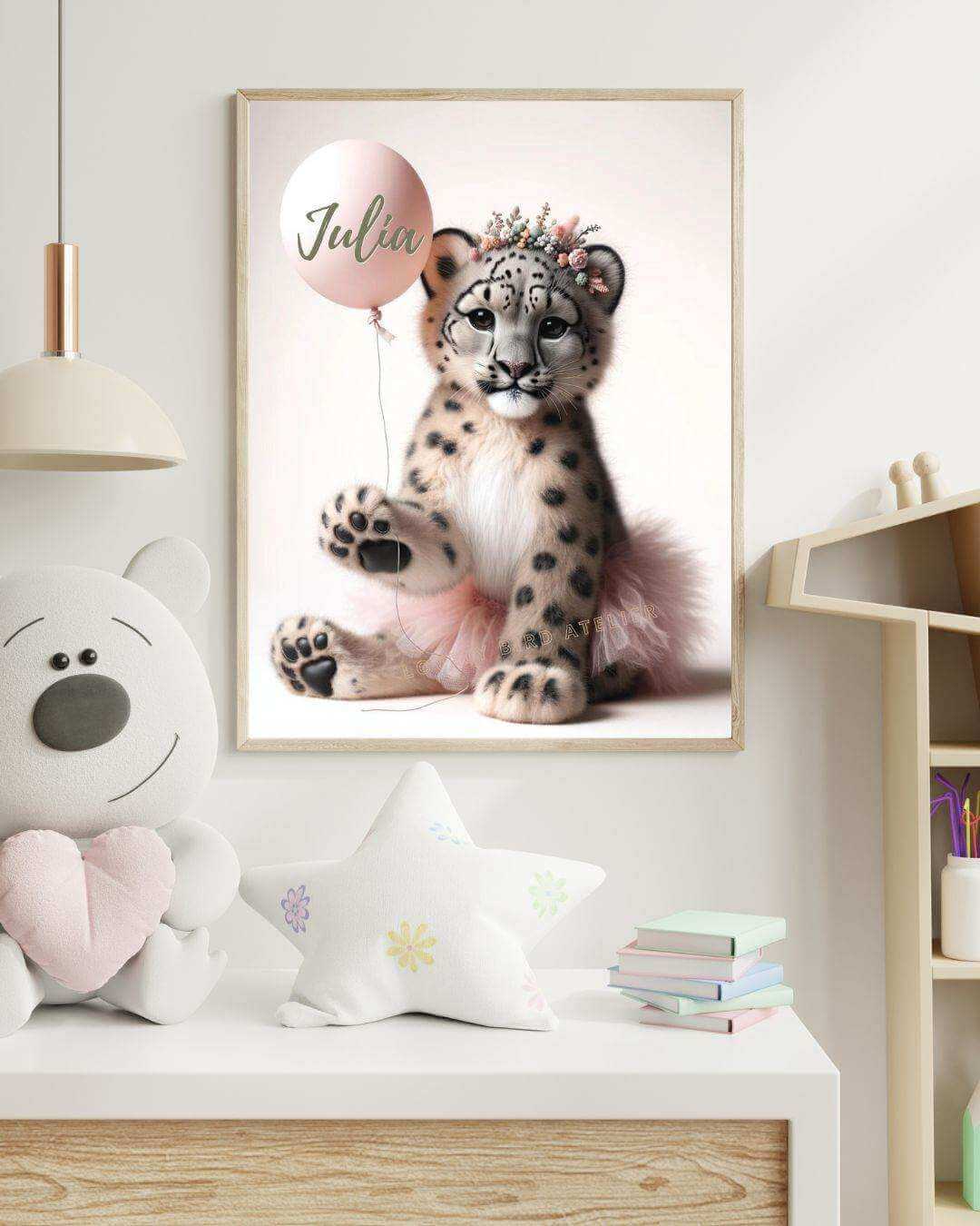 Affiche Panthère Des Neiges & Tutu Rose - Atelier Les Jolies Choses
