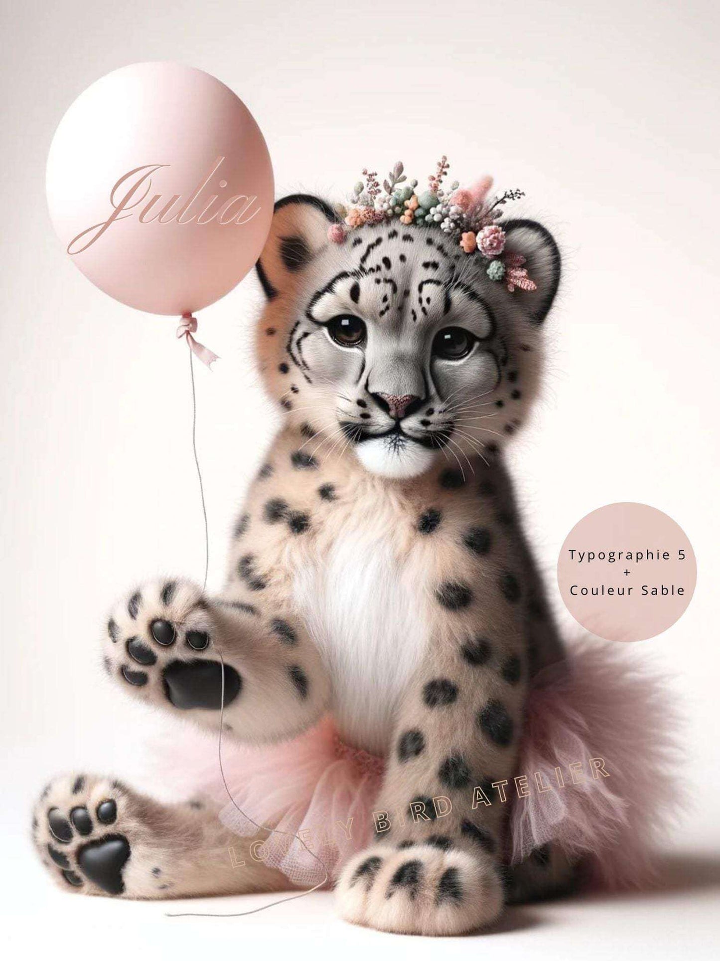 Affiche Panthère Des Neiges & Tutu Rose - Atelier Les Jolies Choses
