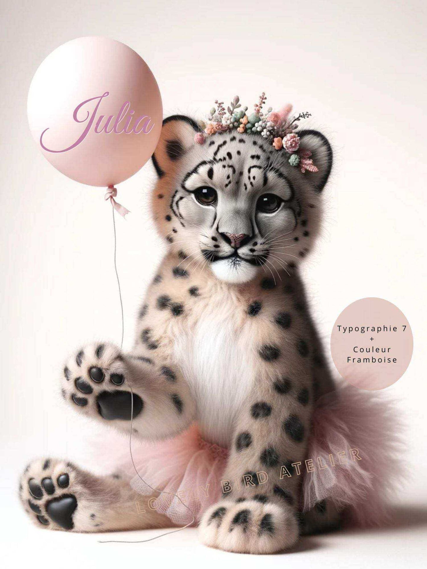 Affiche Panthère Des Neiges & Tutu Rose - Atelier Les Jolies Choses