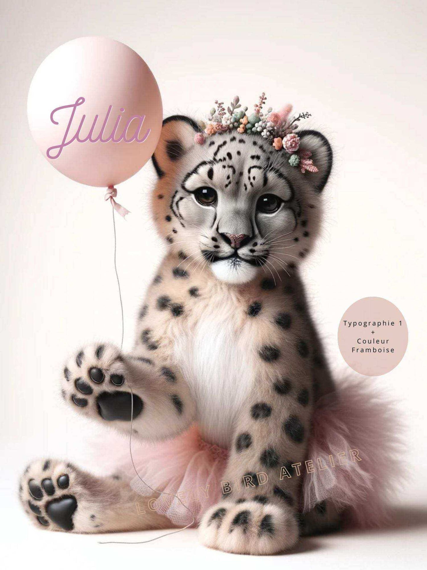 Affiche Panthère Des Neiges & Tutu Rose - Atelier Les Jolies Choses