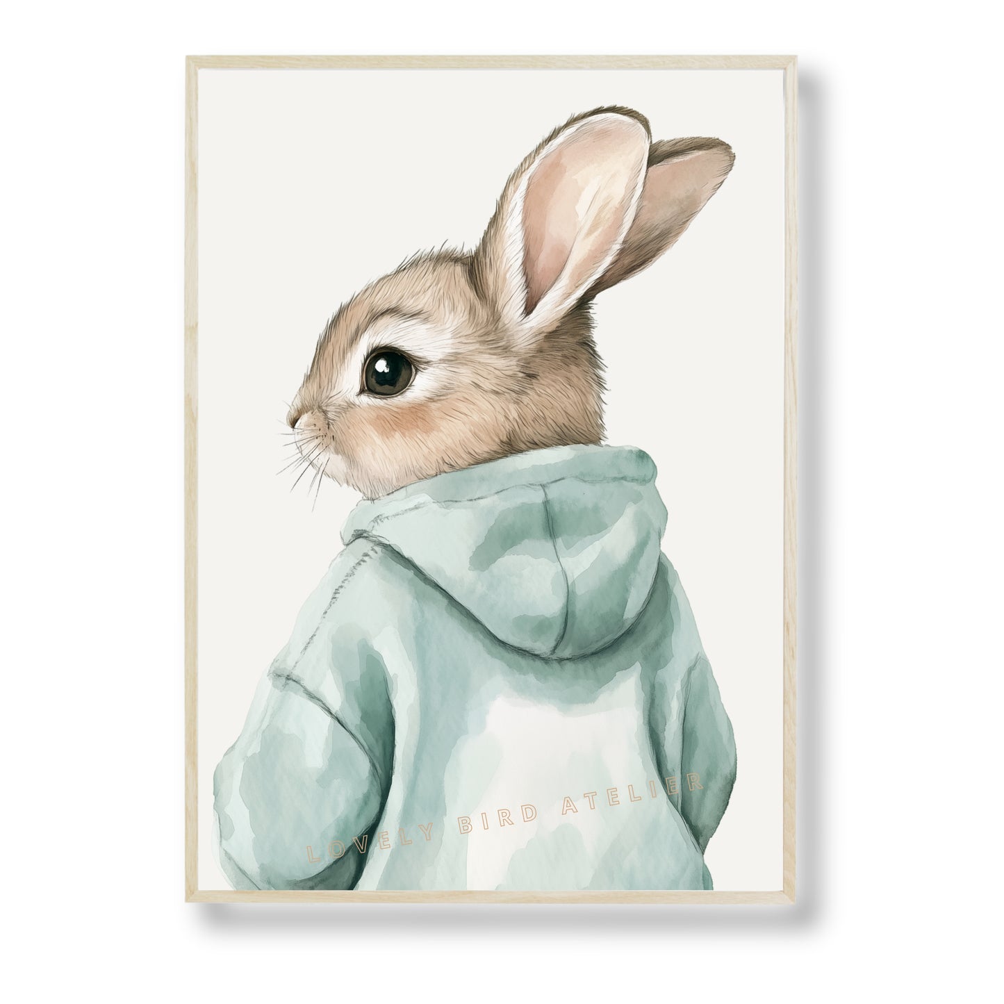 Affiche Petit Lapin & Hoodie Sauge - Atelier Les Jolies Choses