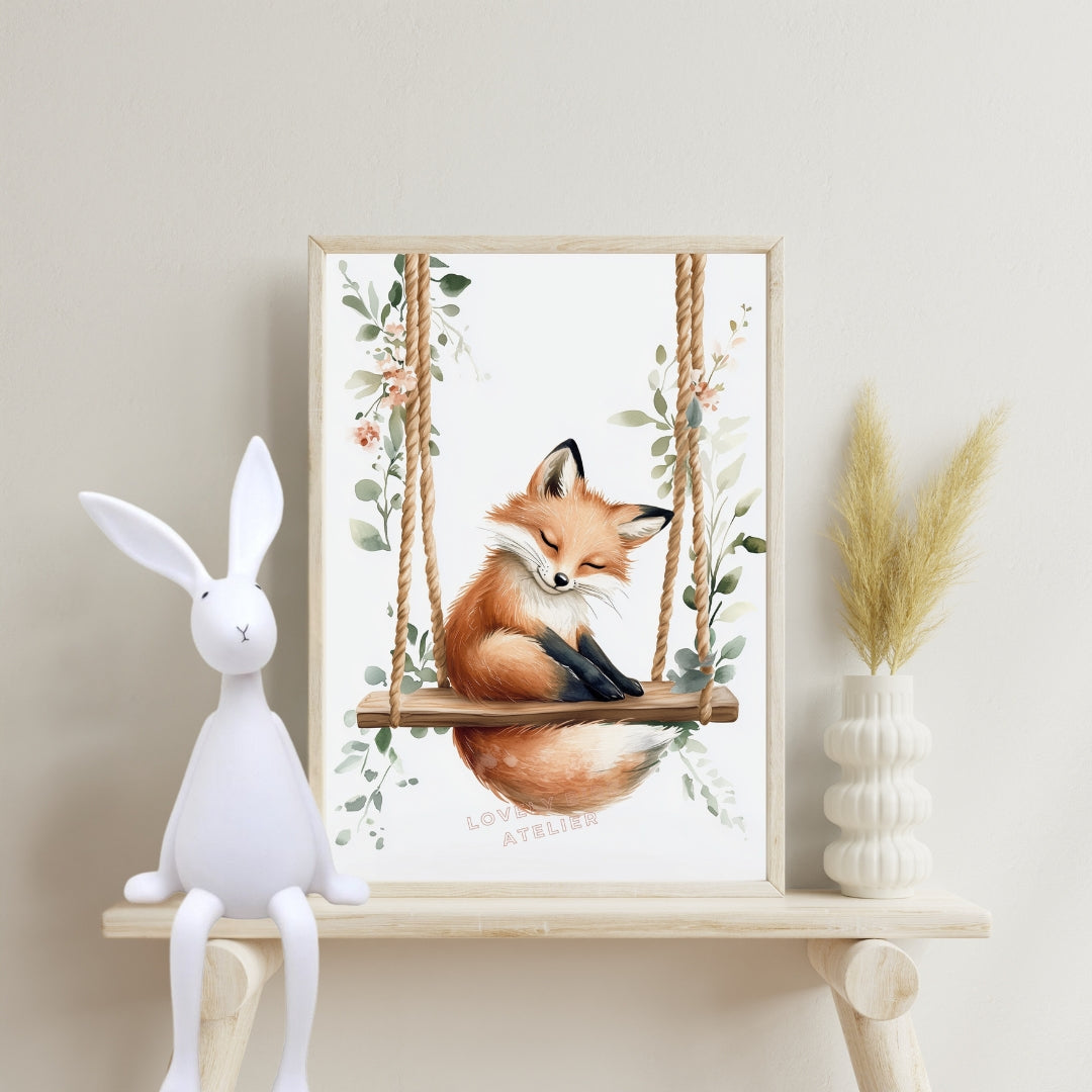 Affiche Petit Renard & Balancelle - Atelier Les Jolies Choses
