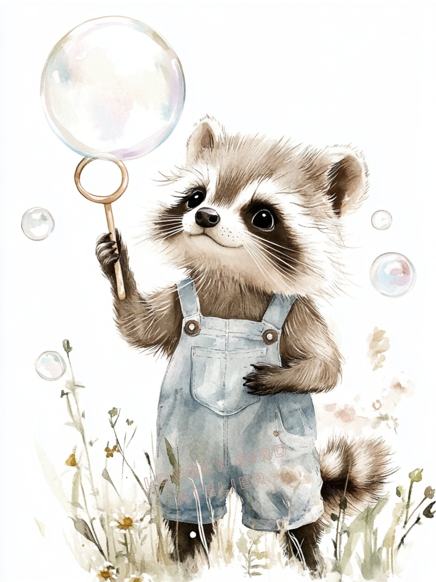 Affiche Raton Laveur & Bulles - Atelier Les Jolies Choses