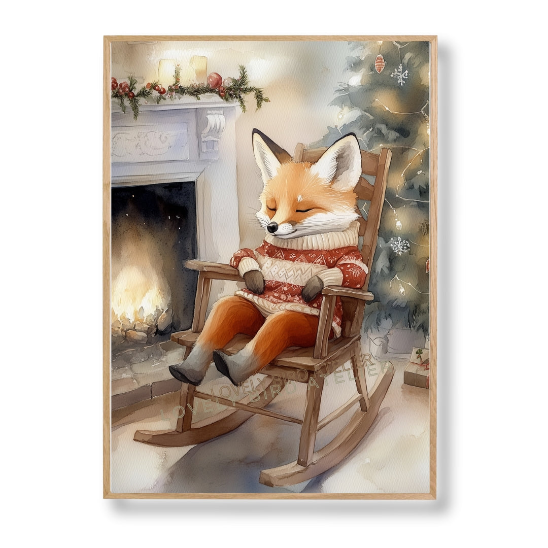 Affiche Renard & Cheminée de Noël - Atelier Les Jolies Choses