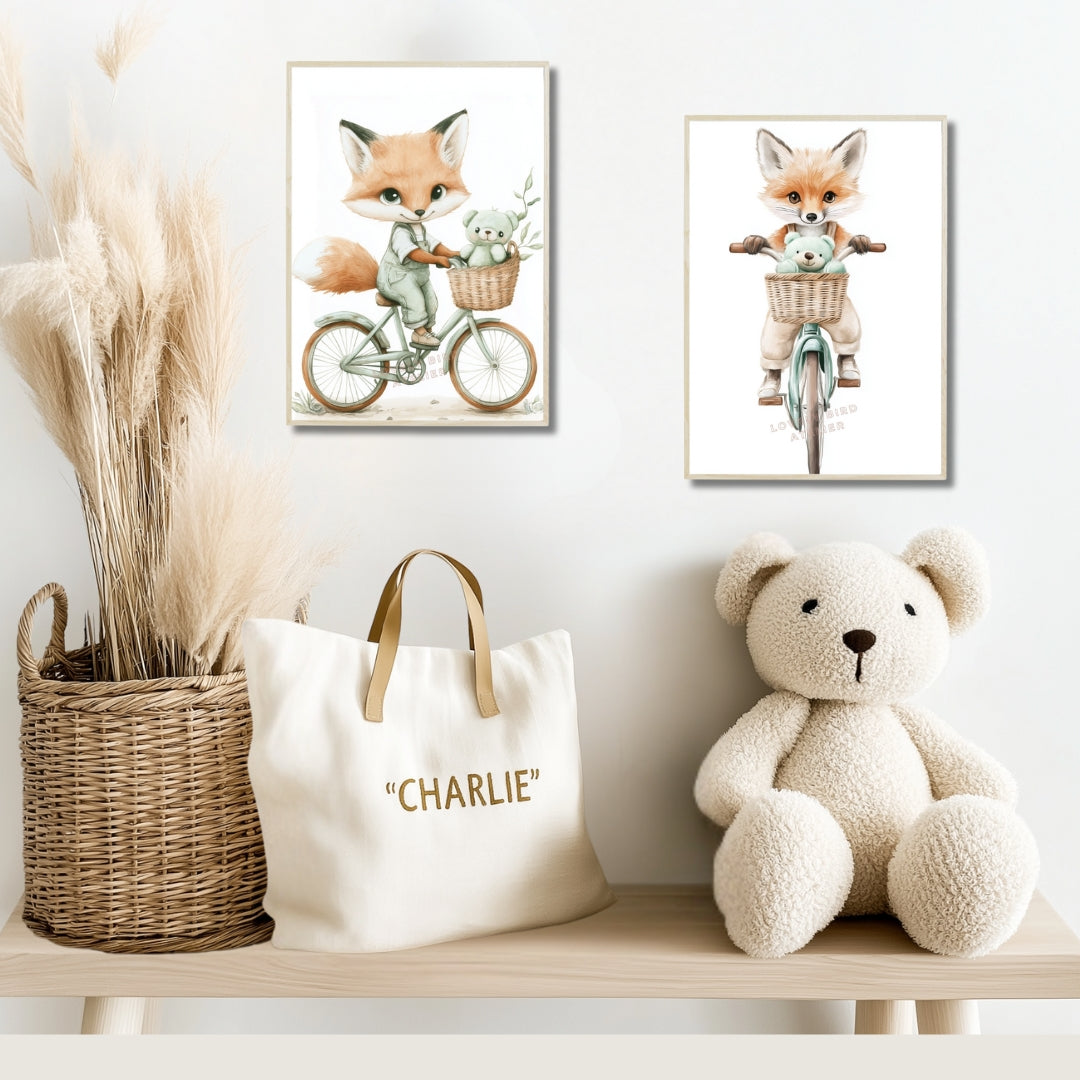 Affiche Renard En Vélo - Atelier Les Jolies Choses