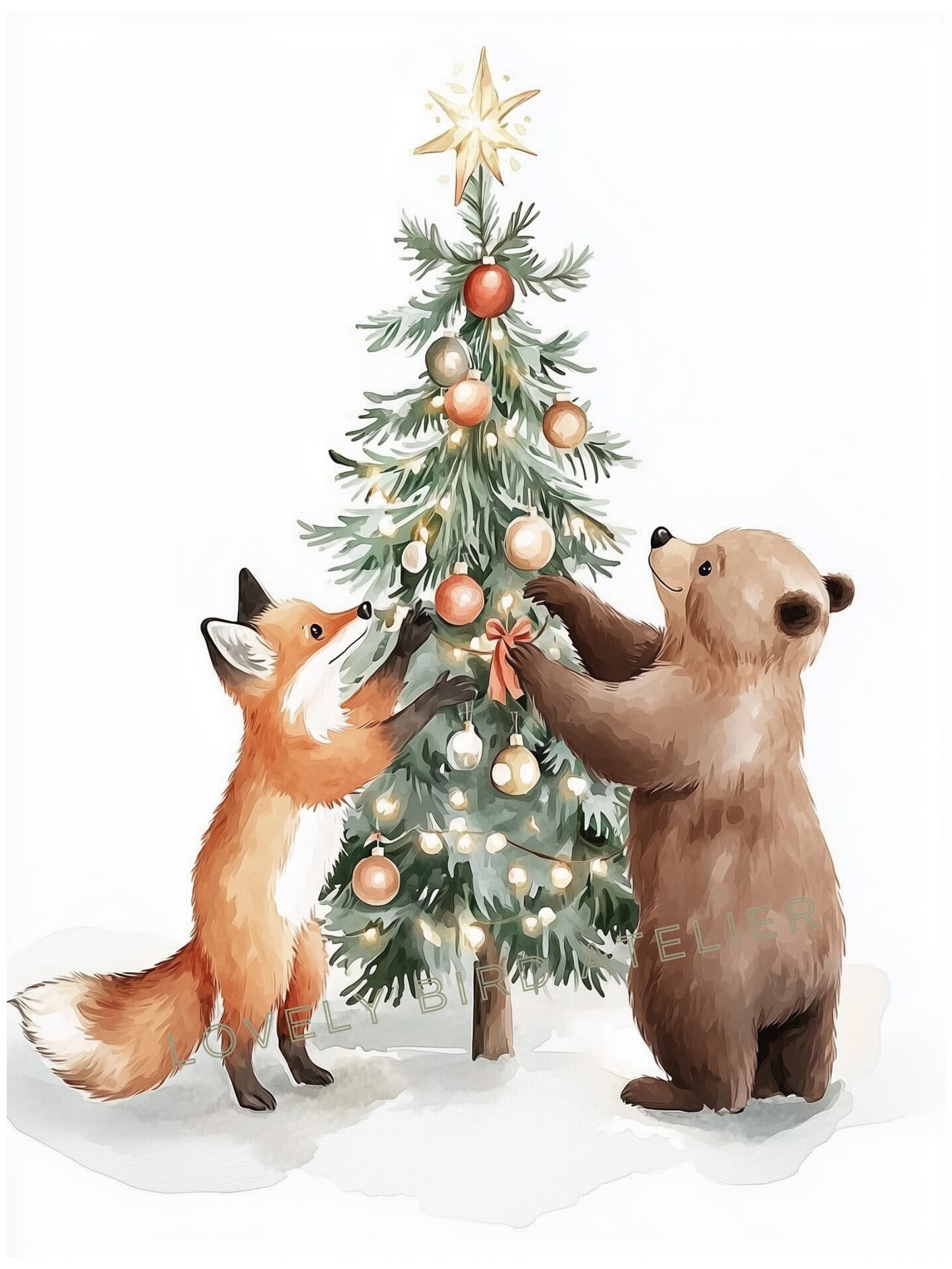Affiche Renard & Ours - Esprit festif - Atelier Les Jolies Choses