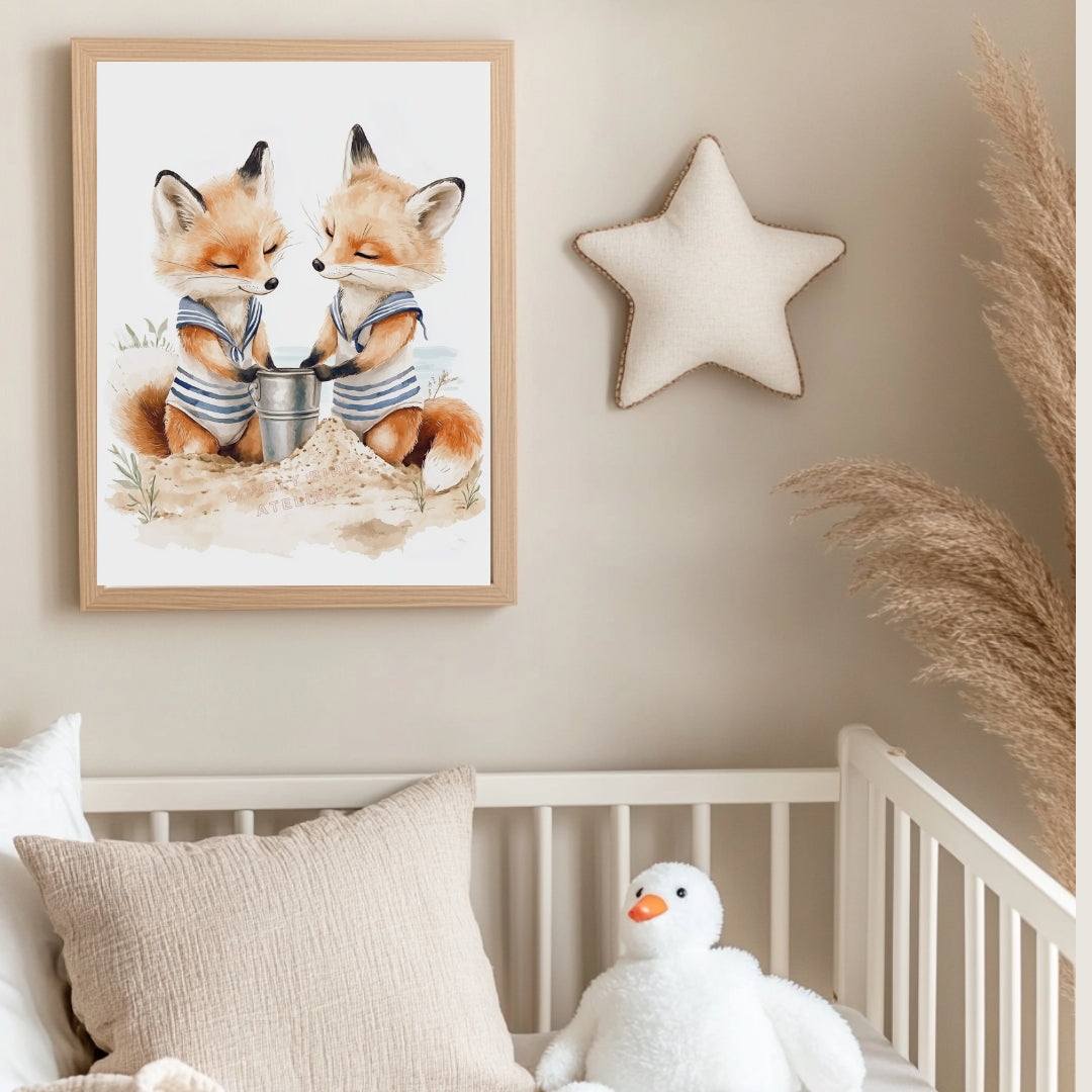 Affiche Renards & Château de Sable - Atelier Les Jolies Choses