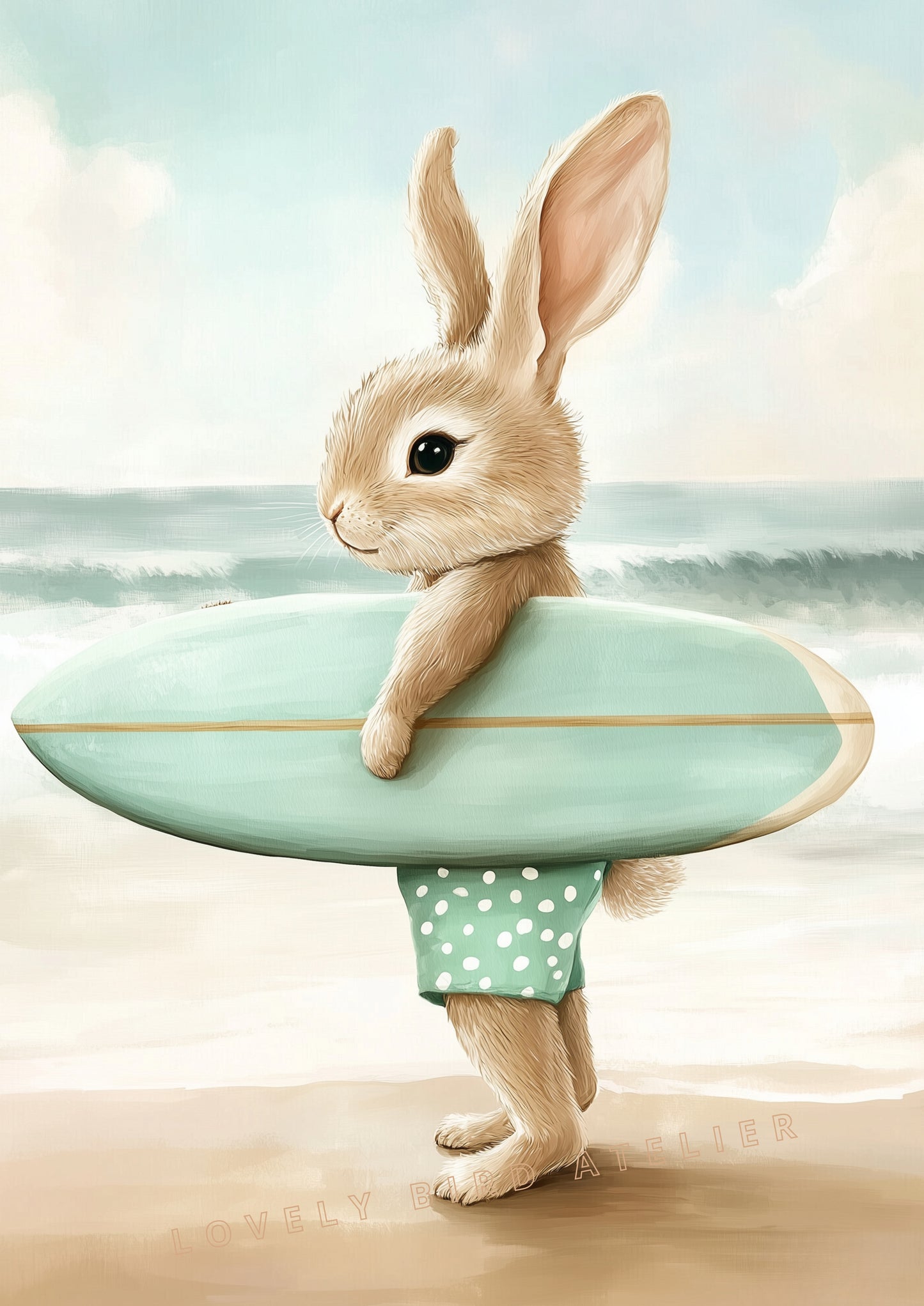 Illustration Lapin & Surf - Atelier Les Jolies Choses