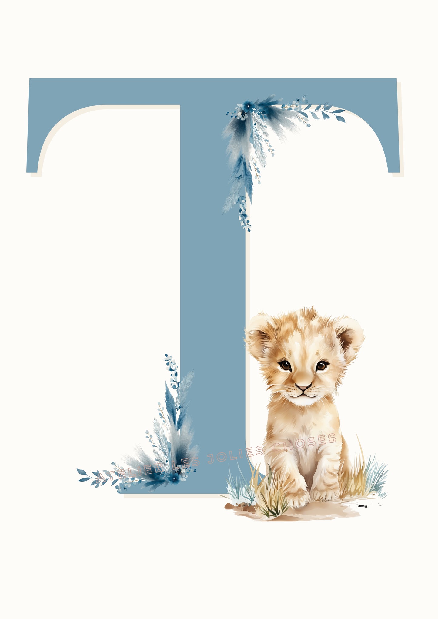 Illustration Lettre T & Lion - Atelier Les Jolies Choses