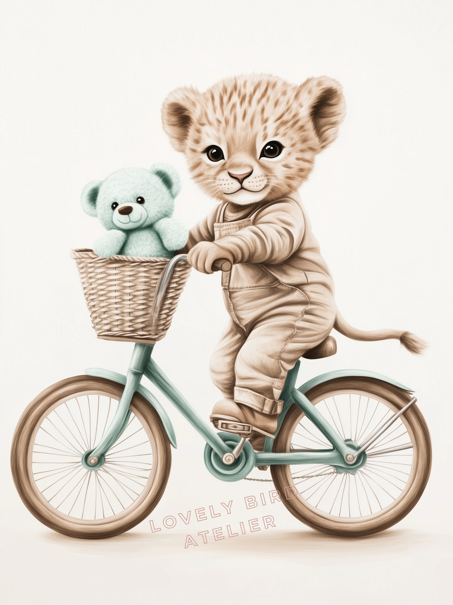 Illustration Lionceau & Bicyclette - Atelier Les Jolies Choses