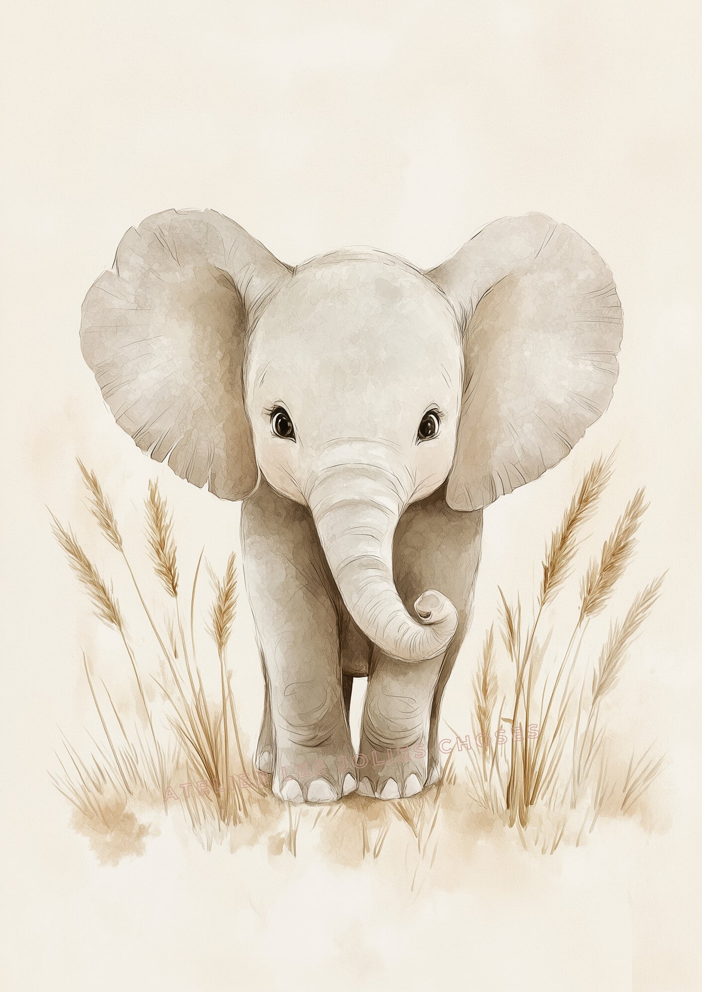 Illustration Éléphant - Gros cœur sur pattes - Atelier Les Jolies Choses