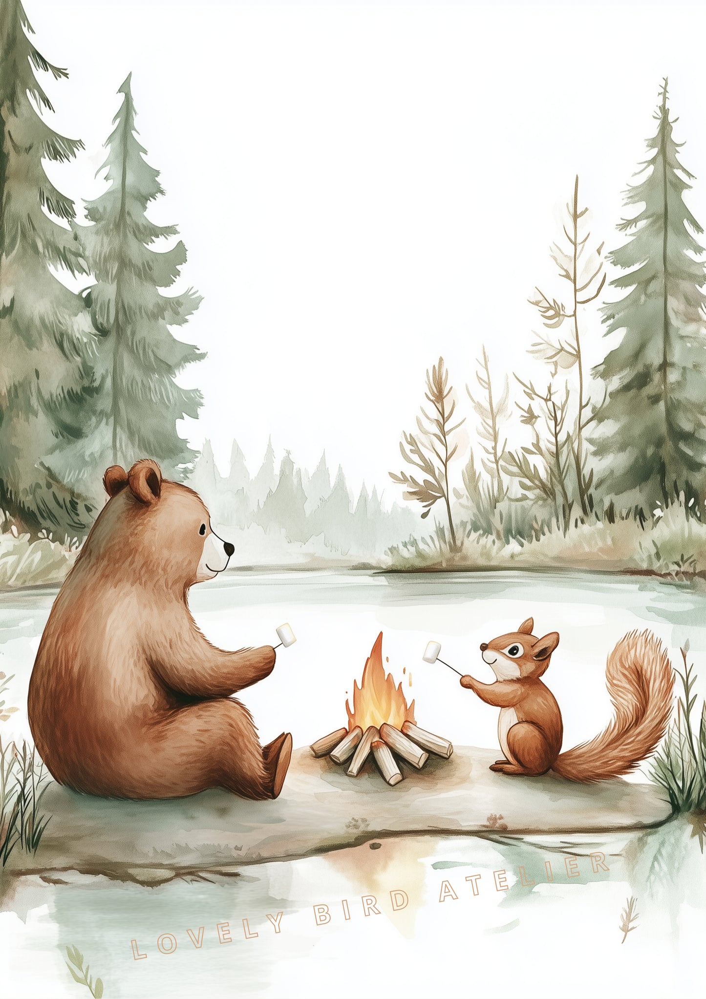 Ours & Écureuil – Feu de Camp en Forêt - Atelier Les Jolies Choses