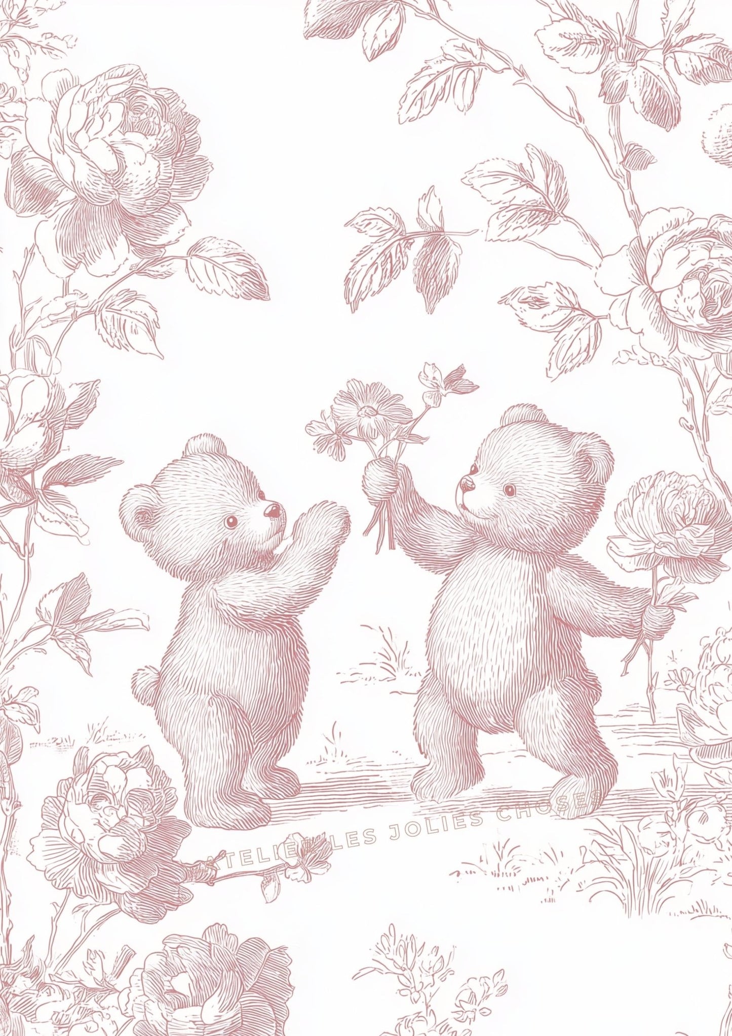 Illustration – Un bouquet d’amitié décoration murale chambre bébé enfant.